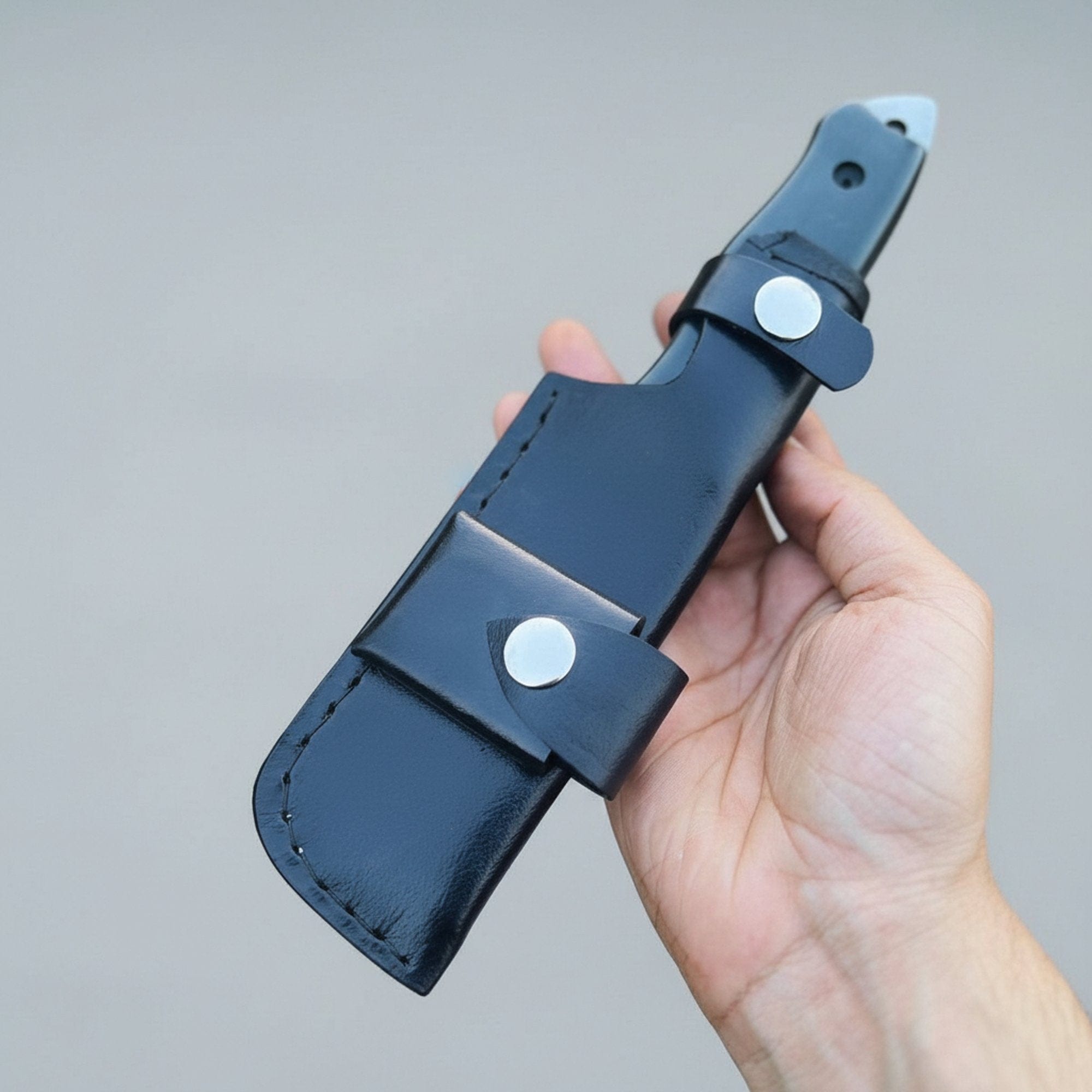 MALIKA KNIVES simple Sheepsfoot D2 Hunting Knife | Leather Sheath