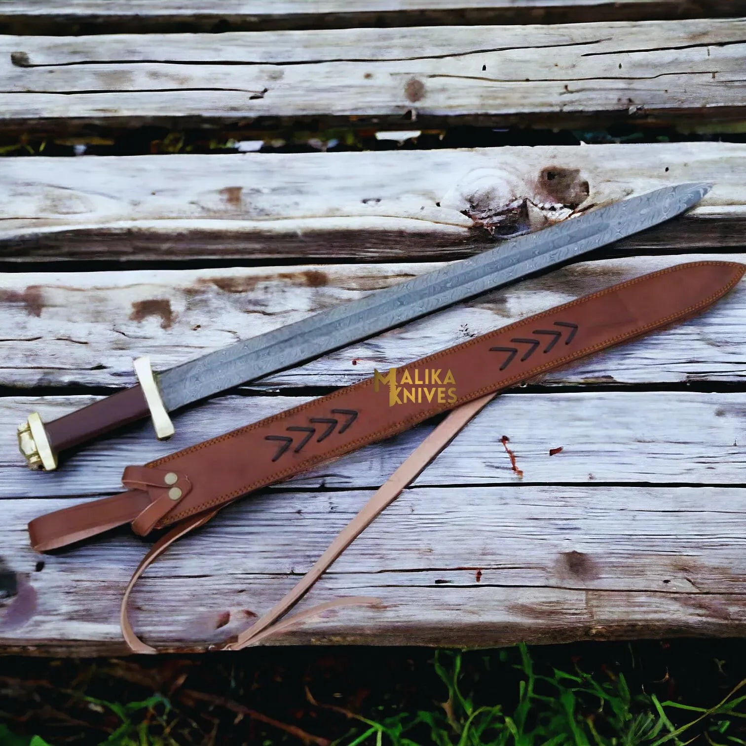 MALIKA KNIVES simple Sigurd Damascus Viking Sword