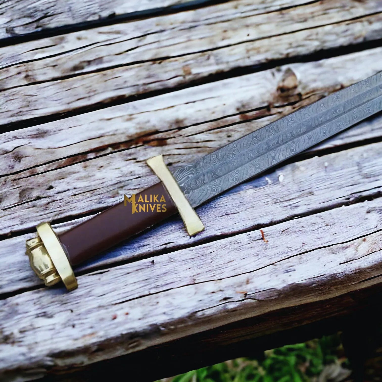 MALIKA KNIVES simple Sigurd Damascus Viking Sword