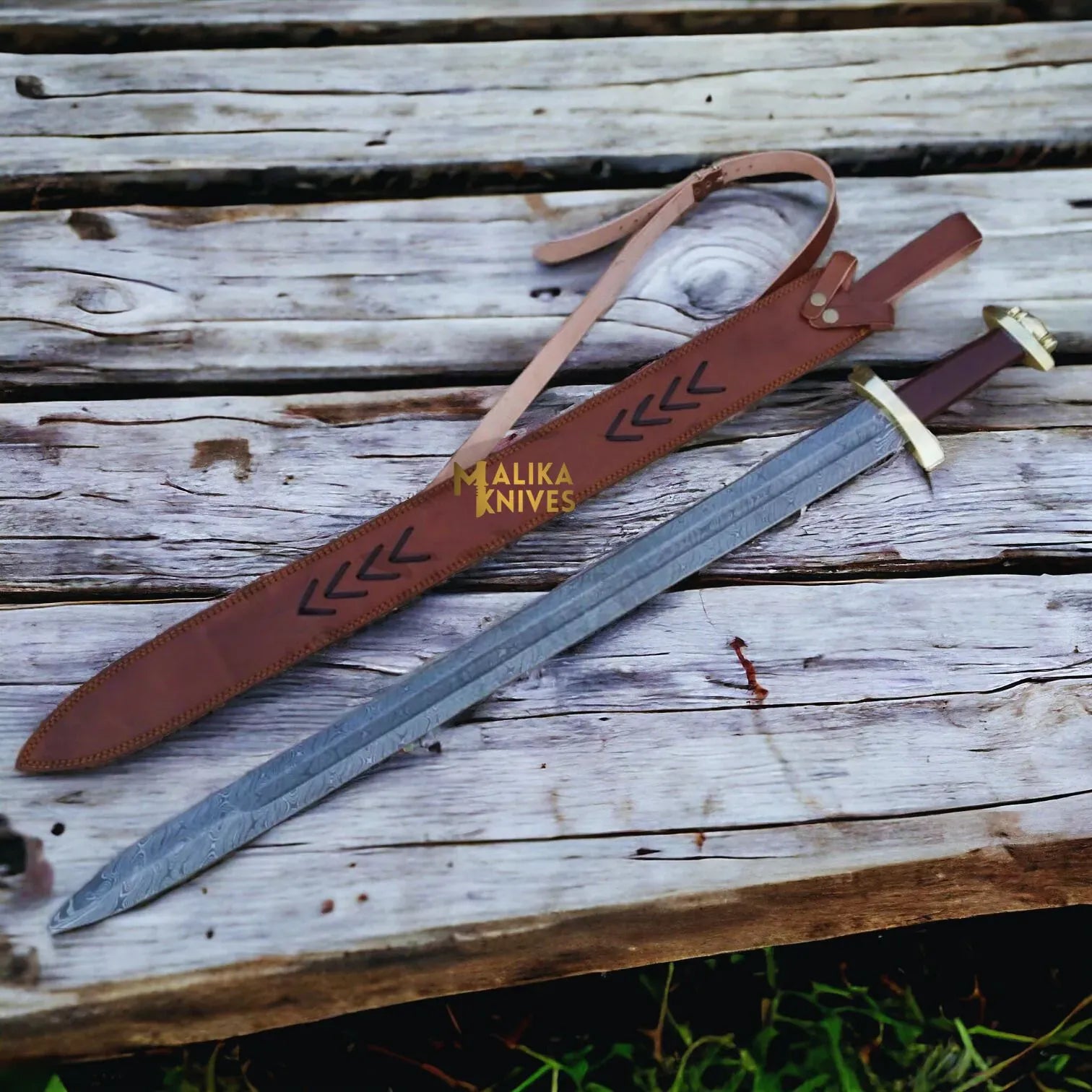 MALIKA KNIVES simple Sigurd Damascus Viking Sword