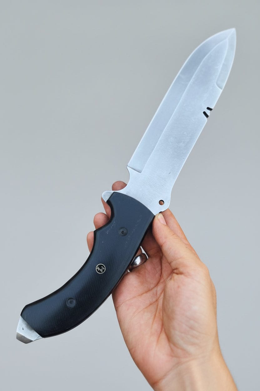 MALIKA KNIVES simple Spear Point Bowie Knife D2 Steel G10 Micarta