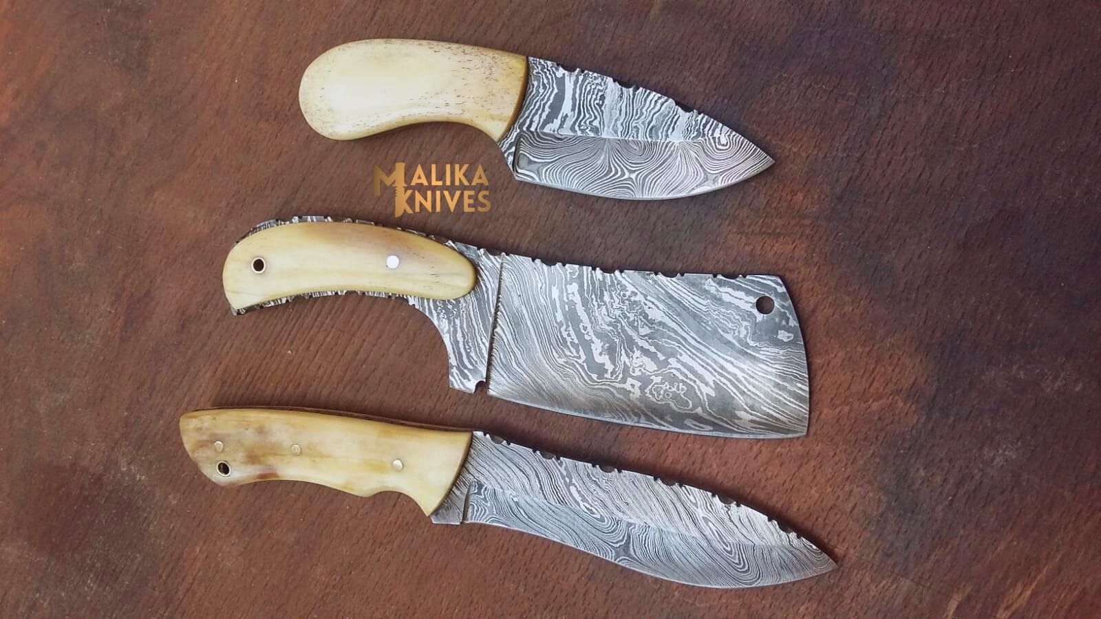 MALIKA KNIVES variable 3pcs knife set Handmade Hunting Knives Set | Camel Bone