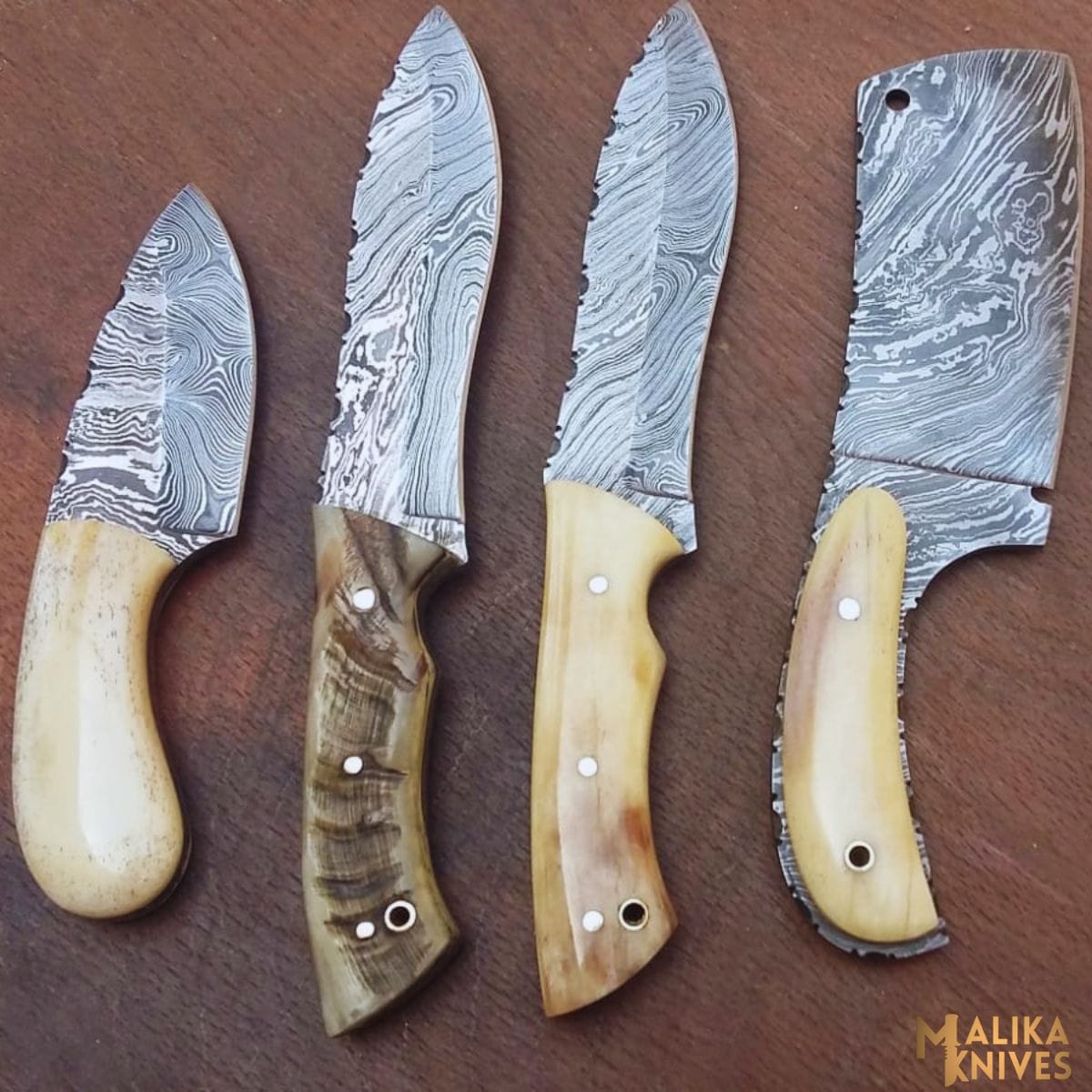MALIKA KNIVES variable 4pcs knife set Handmade Hunting Knives Set | Camel Bone