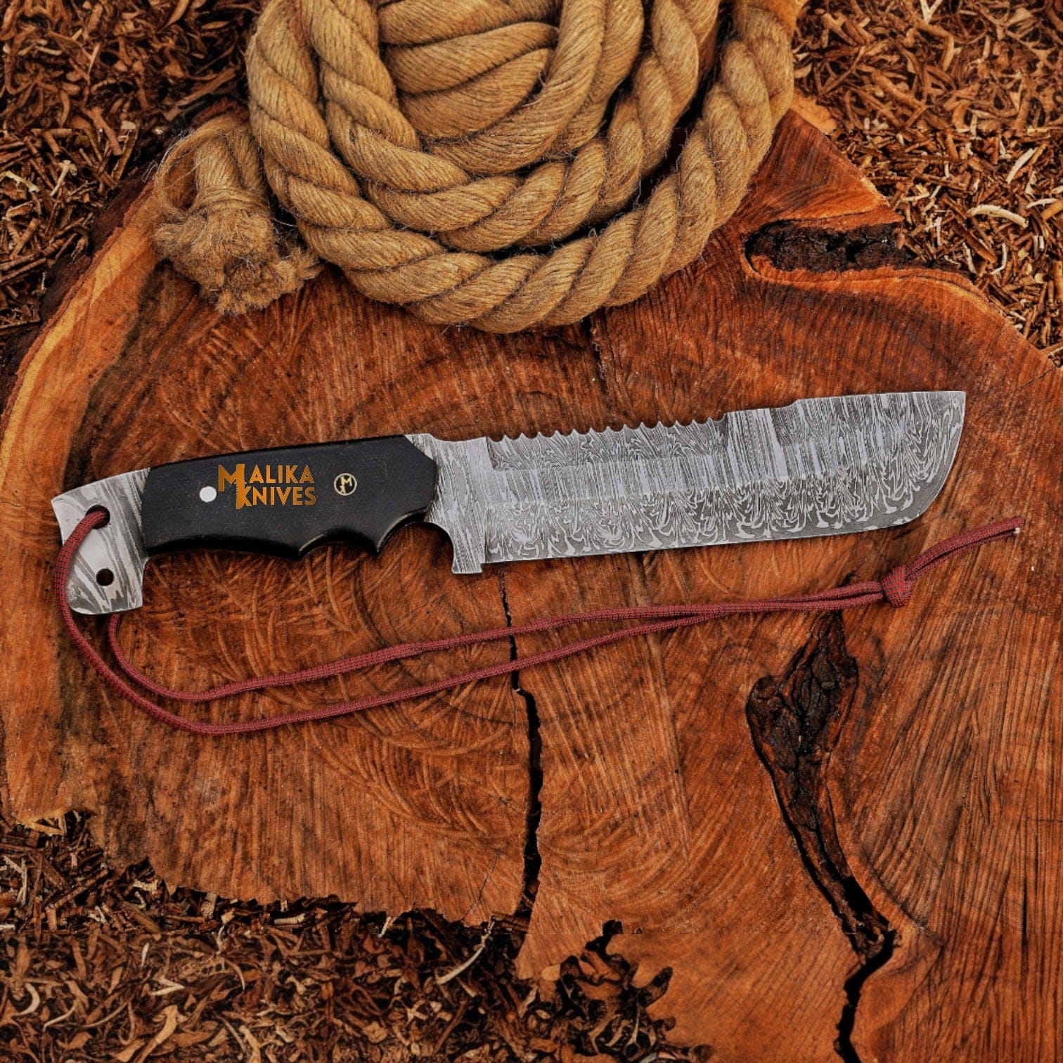 MALIKA KNIVES variable Bowie Knife 13” Damascus Steel | Malika Knives