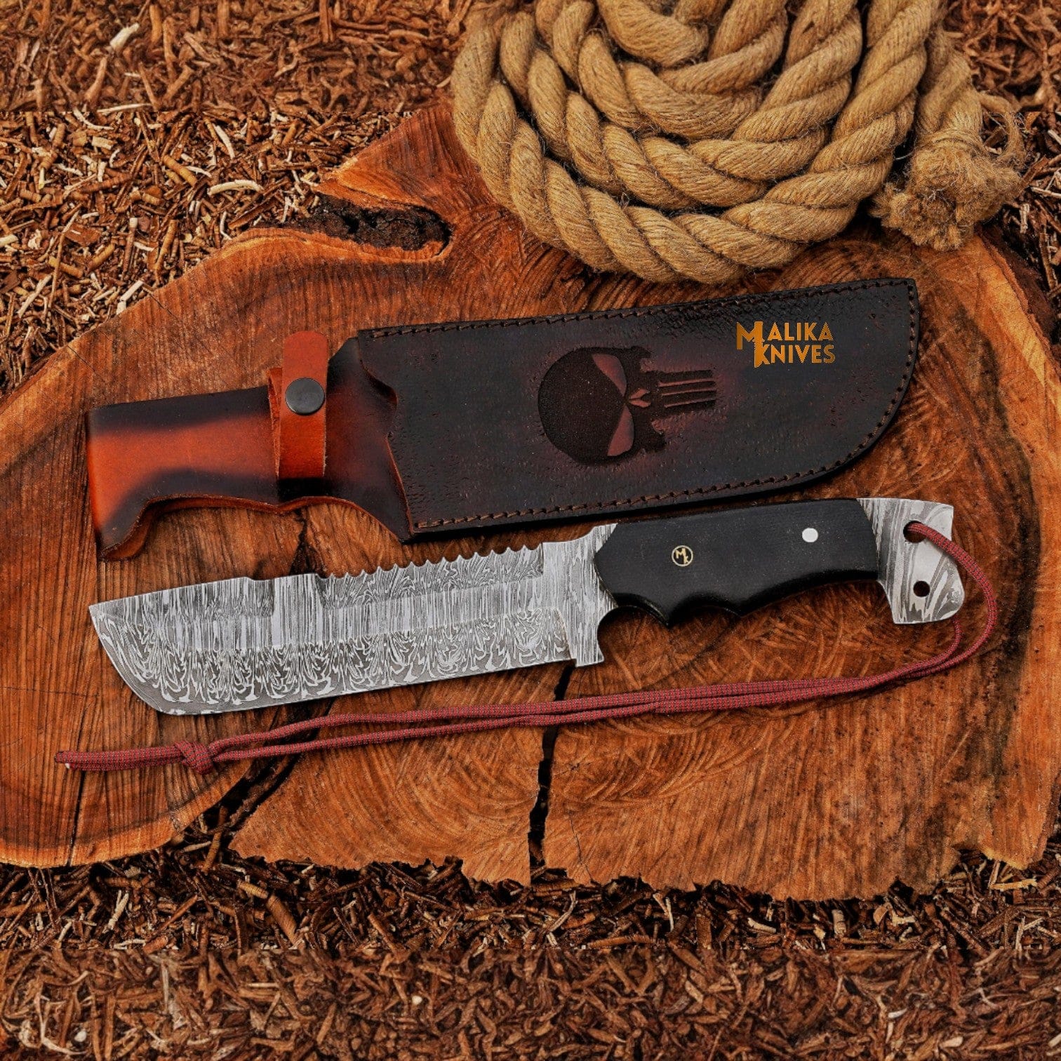 MALIKA KNIVES variable Bowie Knife 13” Damascus Steel | Malika Knives