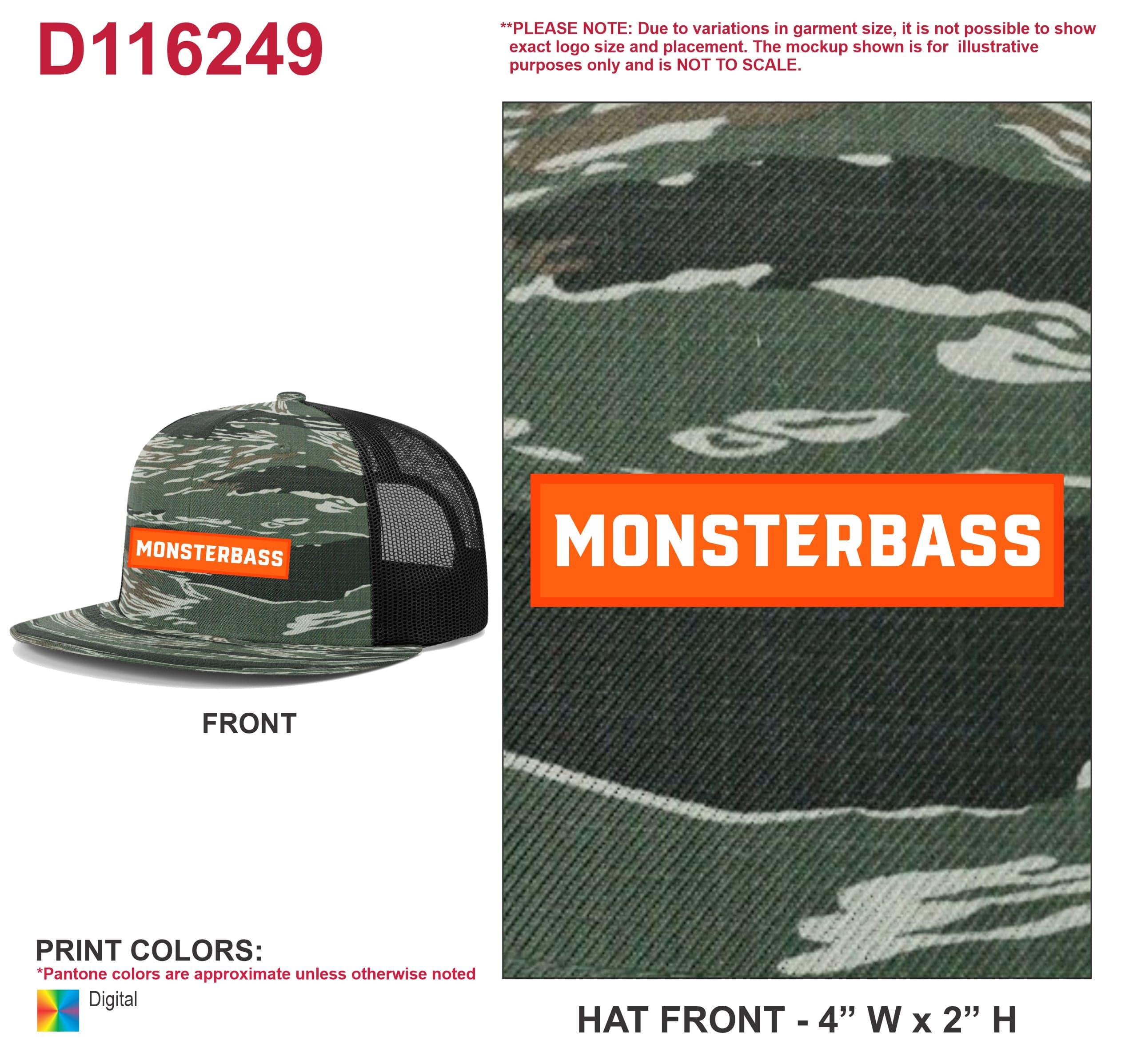 MONSTERBASS Hats Tiger Camo Orange Crush Hat