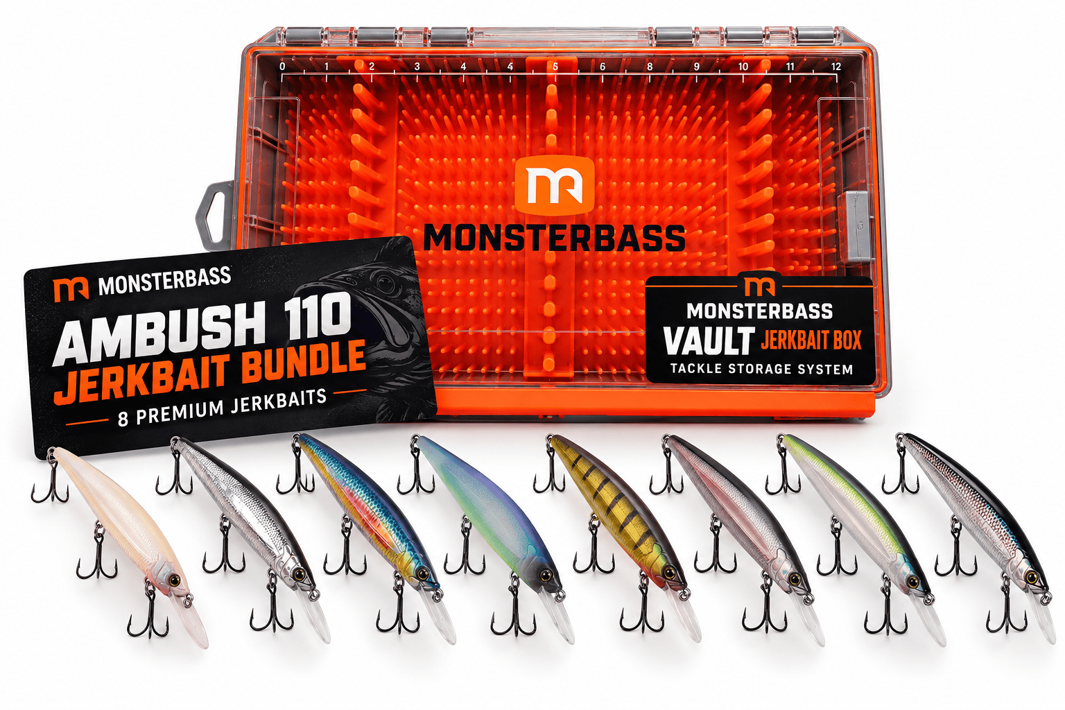 MONSTERBASS Jerkbaits Ambush 110 | Vault Jerkbait Box Bundle