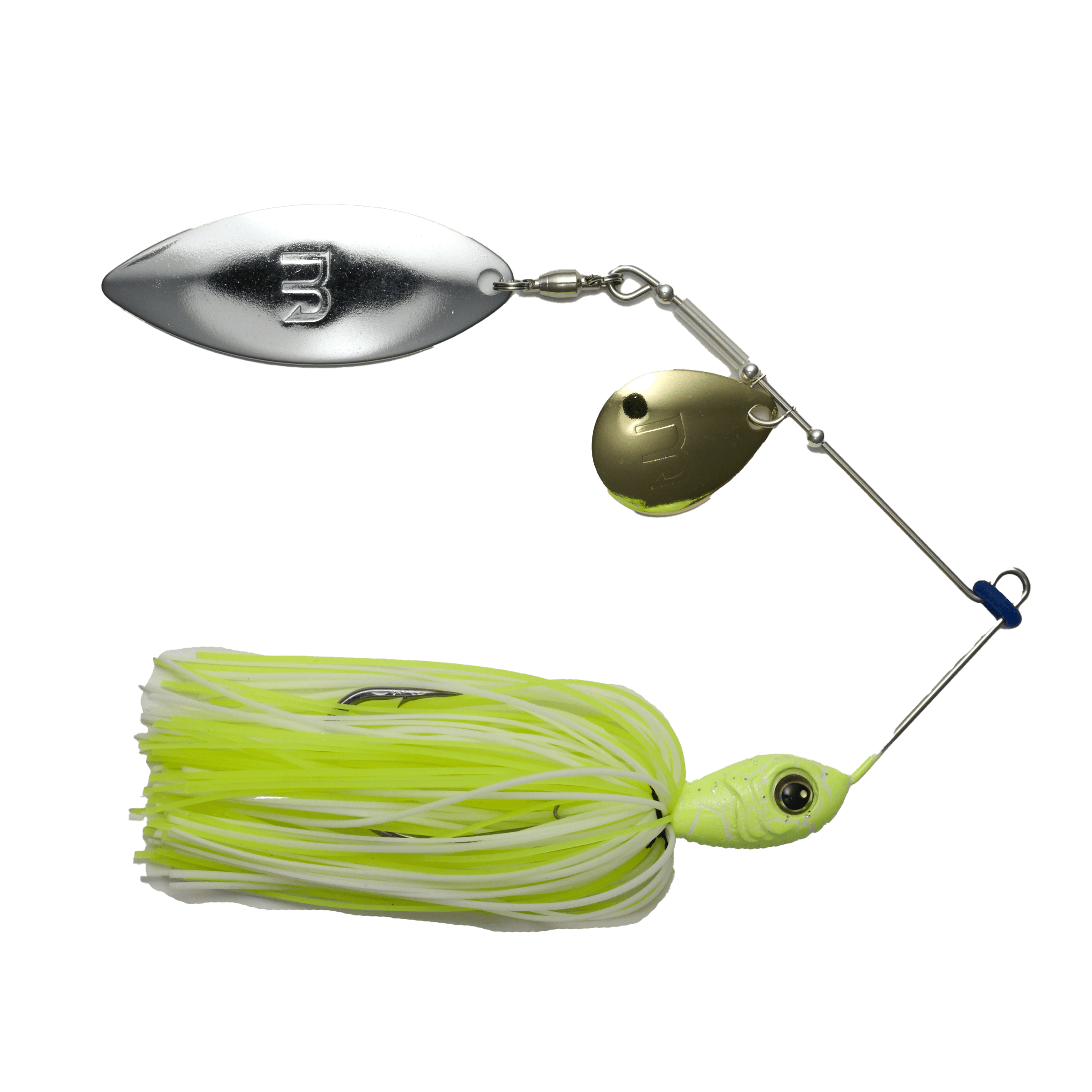 MONSTERBASS Spinnerbaits 3/8 oz / White/Chartreuse Blade Burner | Willow & Colorado Spinnerbait