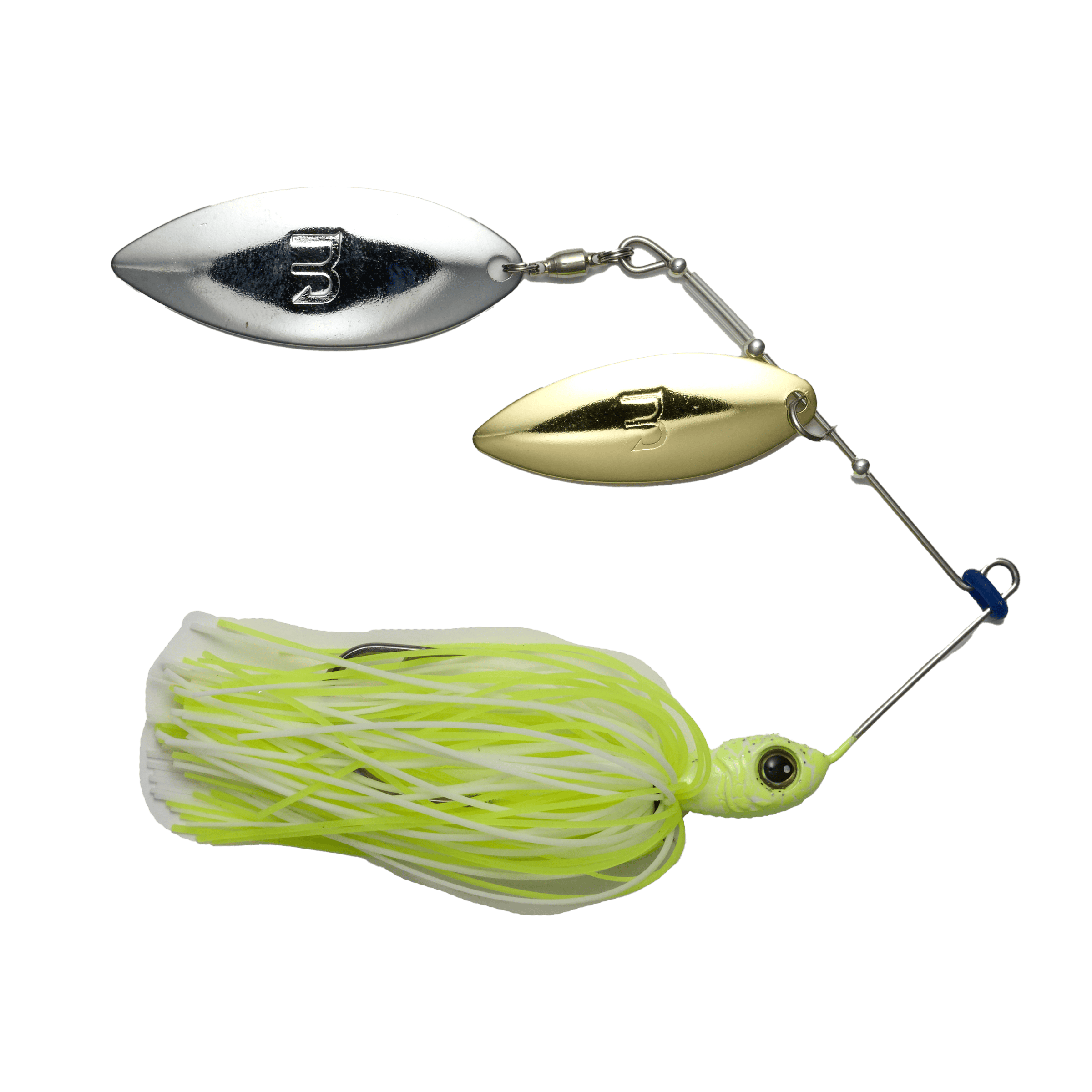 MONSTERBASS Spinnerbaits 3/8oz / White/Chartreuse Blade Burner | Double Willow Spinnerbait