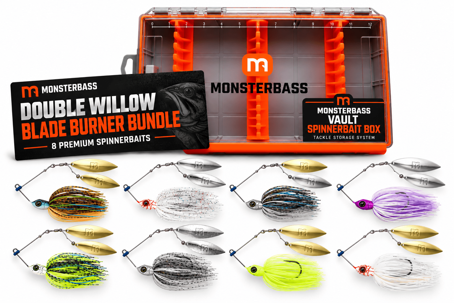 MONSTERBASS Spinnerbaits Double Willow Blade Burner|  Vault Spinnerbait Bundle
