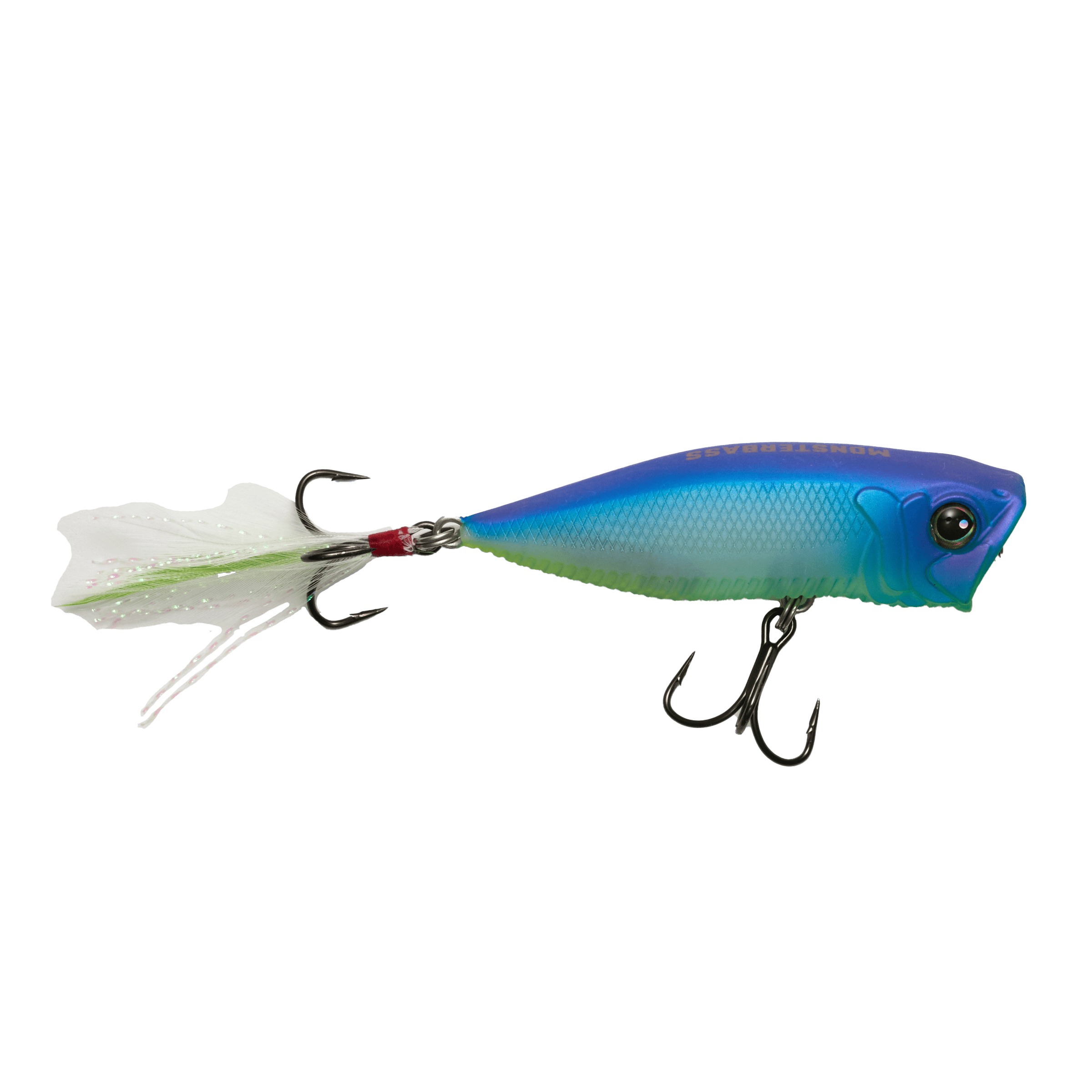 MONSTERBASS Topwater Matte Pro Blue/Chartreuse Mad Max Popper |Tournament Series