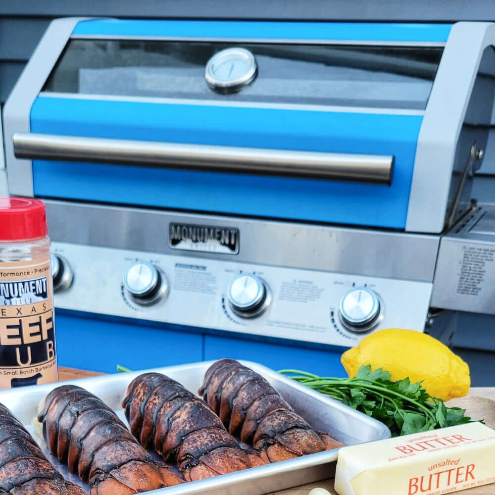Monument Grills 4 Burner Grill 35633B | Matte Blue Infrared Propane Gas Grill
