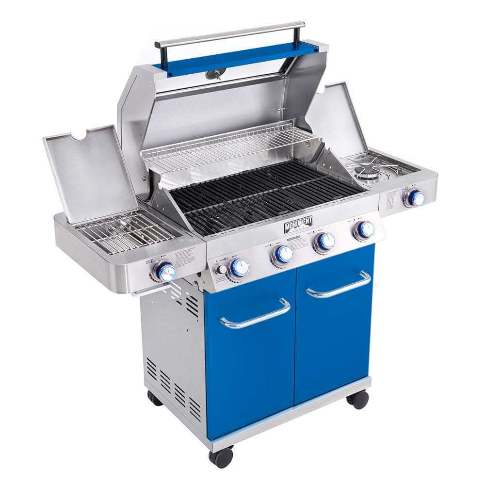 Monument Grills 4 Burner Grill 35633B | Matte Blue Infrared Propane Gas Grill