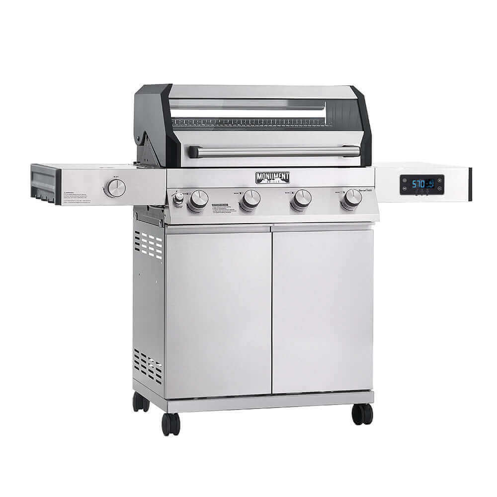 Monument Grills 4 Burner Grill Denali 405 | Stainless Smart Tech Propane Gas Grill