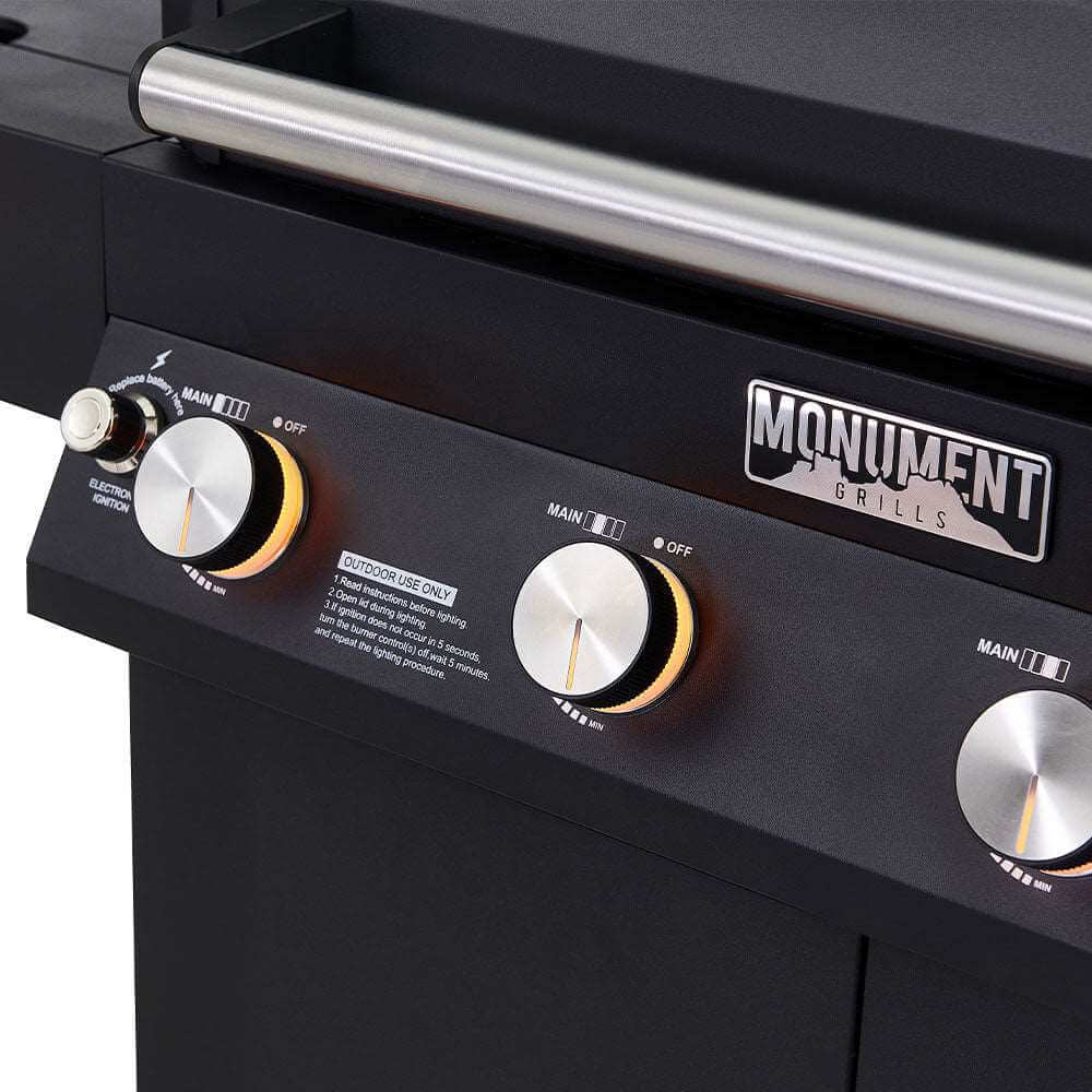 Monument Grills 4 Burner Grill Denali 425 | Black Smart Tech Propane Gas Grill