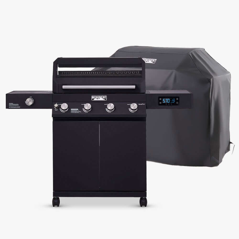 Monument Grills 4 Burner Grill Denali 425 & Grill Cover Denali 425 | Black Smart Tech Propane Gas Grill