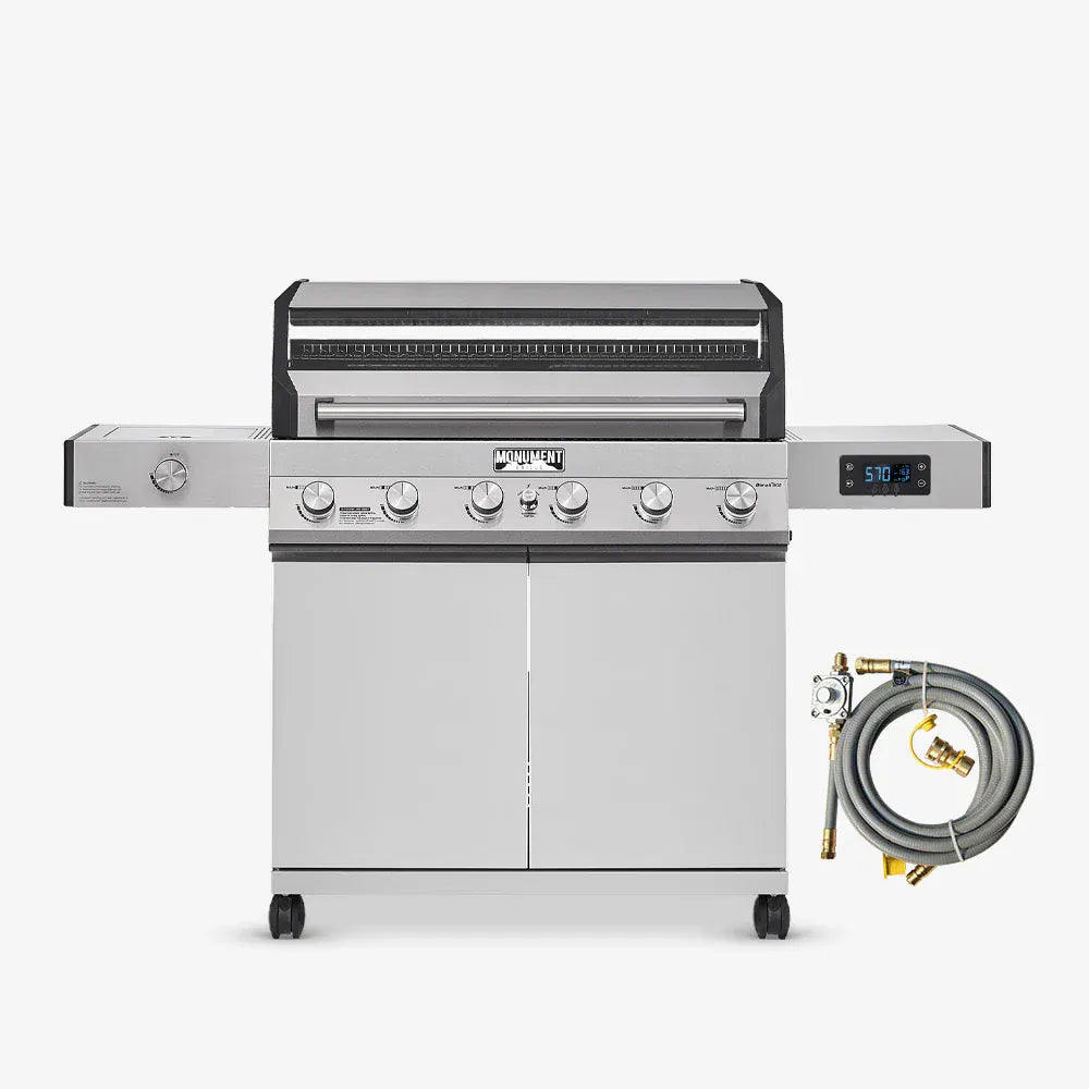 Monument Grills 6 Burner Grill Denali 605 & Natural Gas Conversion Kit Denali 605 | Stainless Smart Tech Natural/Propane Gas Grill