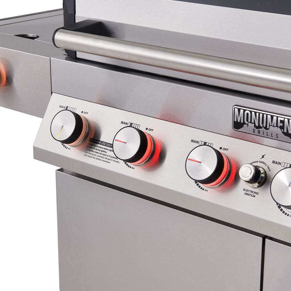 Monument Grills 6 Burner Grill Denali 605 | Stainless Smart Tech Natural/Propane Gas Grill