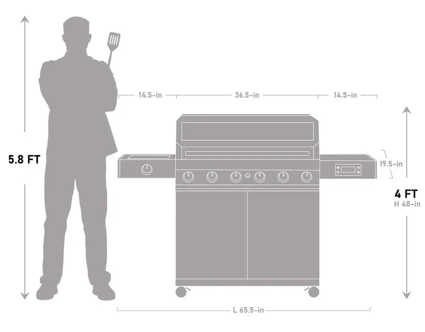 Monument Grills 6 Burner Grill Denali 605 | Stainless Smart Tech Natural/Propane Gas Grill