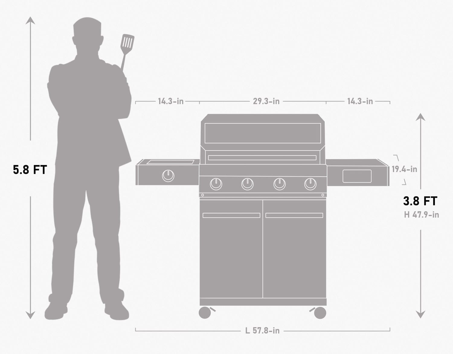 Monument Grills 6 Burner Grill Eminence 405 | Chic Clearview® Smart Stainless Gas Grill