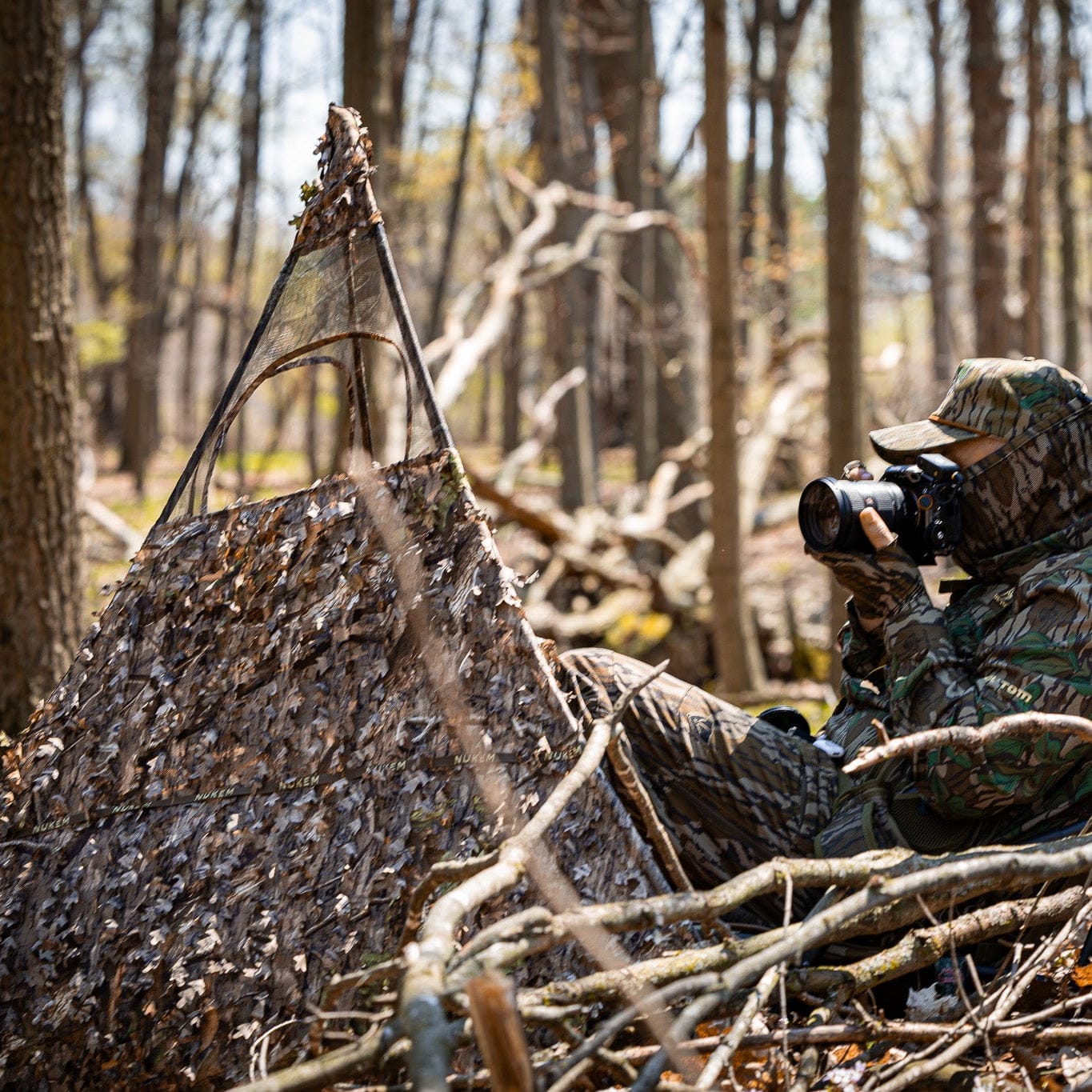 Nukem Hunting Ground Blind Hunting Blind - Mossy Oak Country Roots 3D Leafy