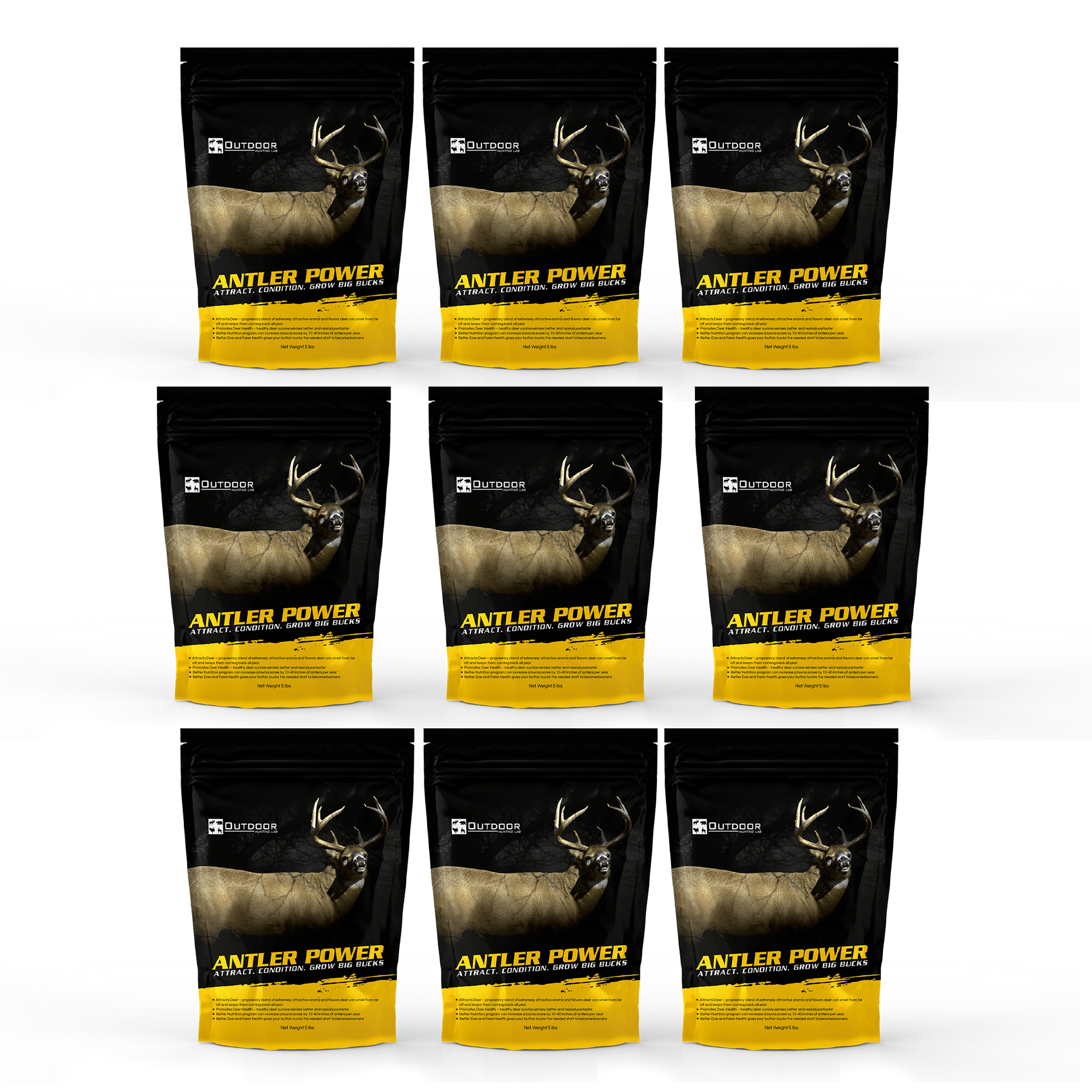 Outdoor Hunting Lab Mineral 5 Pound - 9 Pack Antler Power Deer Mineral
