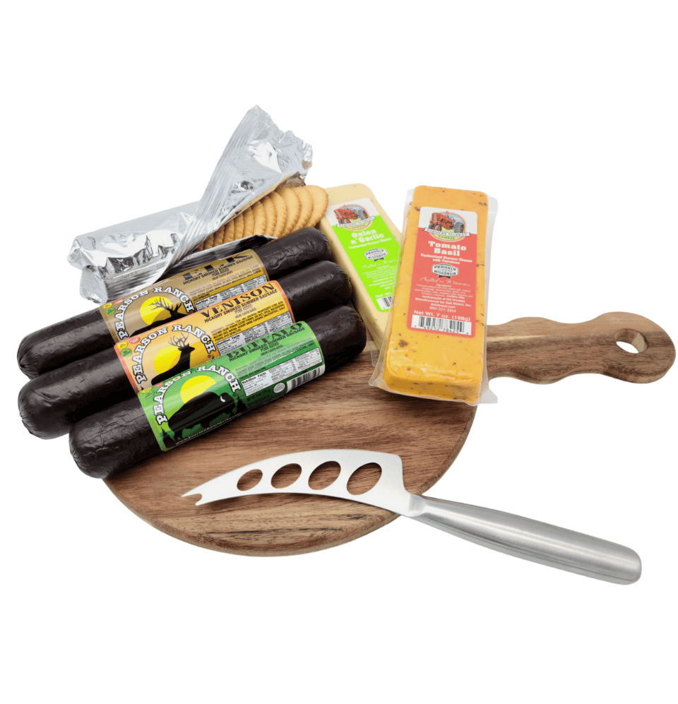 Pearson Ranch Jerky Gift Basket Exotic Meats Cutting Board Gift Set