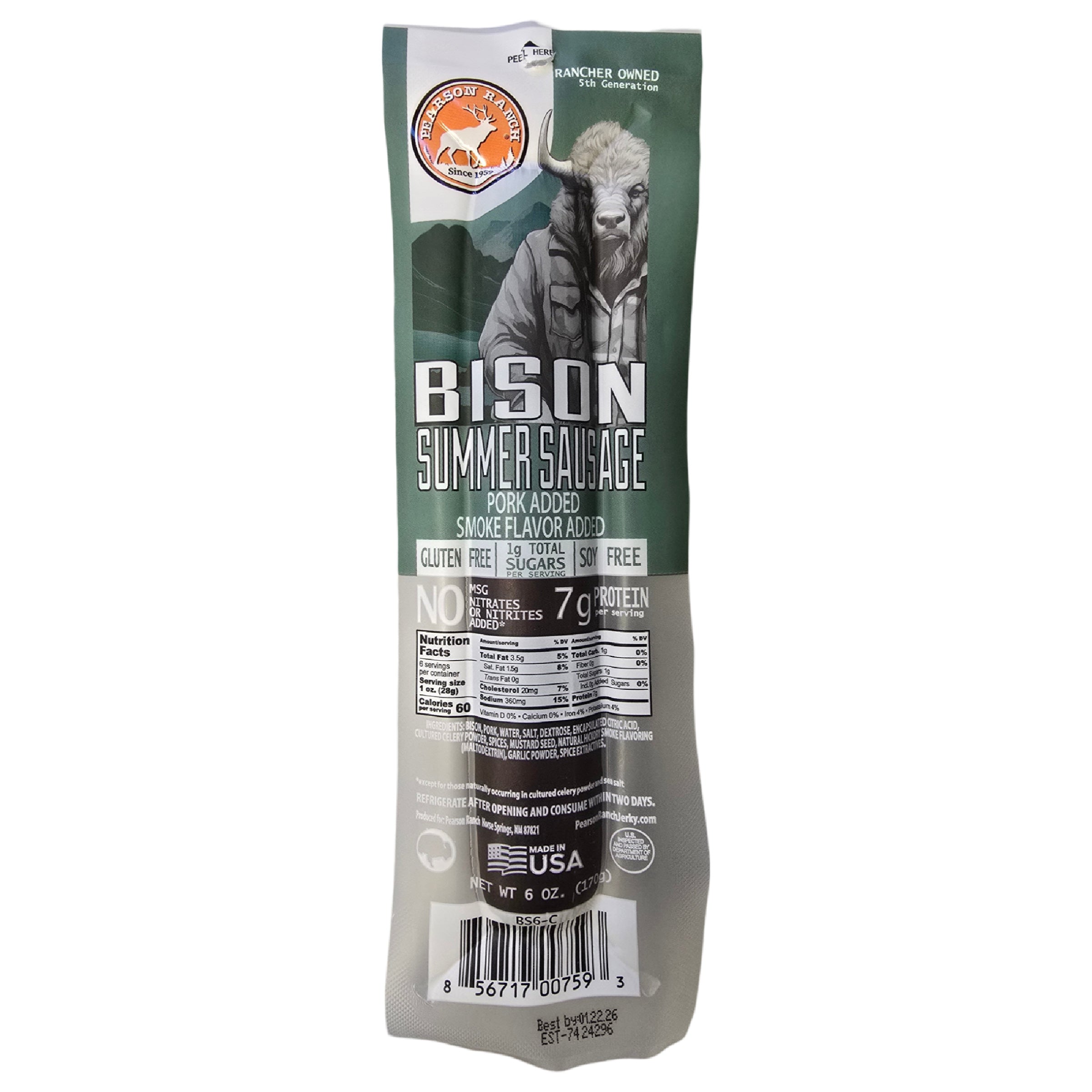 Pearson Ranch Jerky Jerky Bison Hickory Smoked Summer Sausage (6 oz.)