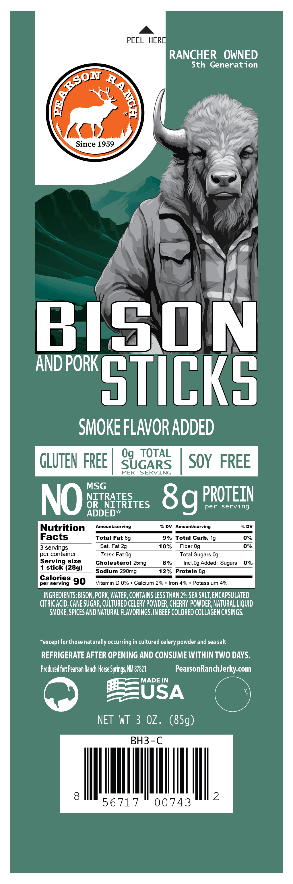 Pearson Ranch Jerky Jerky Bison Hickory Snack Stick Multipack