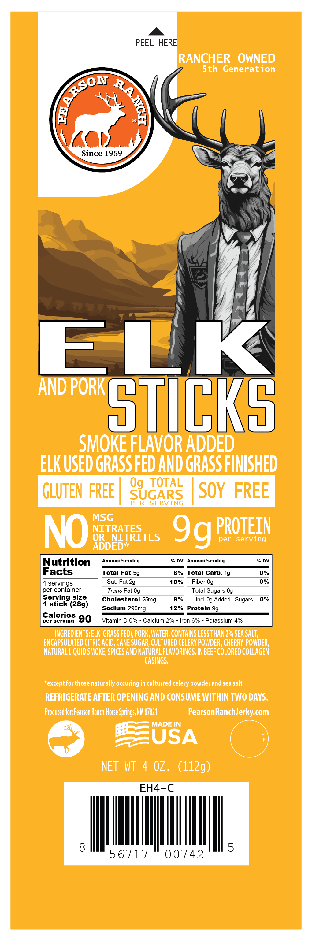 Pearson Ranch Jerky Jerky Elk Hickory Smoked Snack Stick Multipack