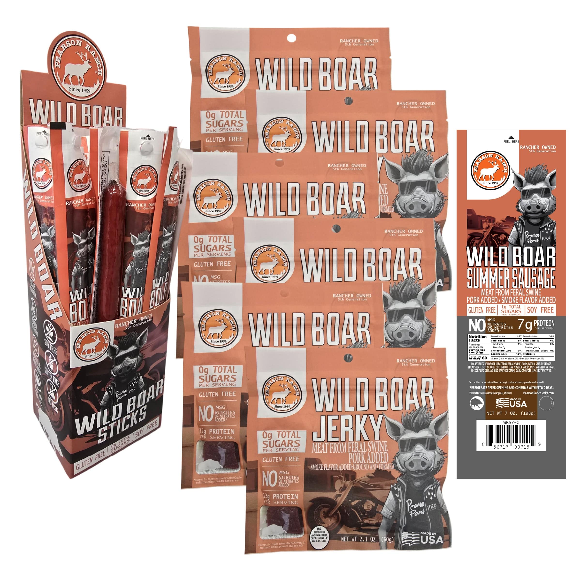 Pearson Ranch Jerky Jerky The Trail Boss - Wild Boar Variety Pack