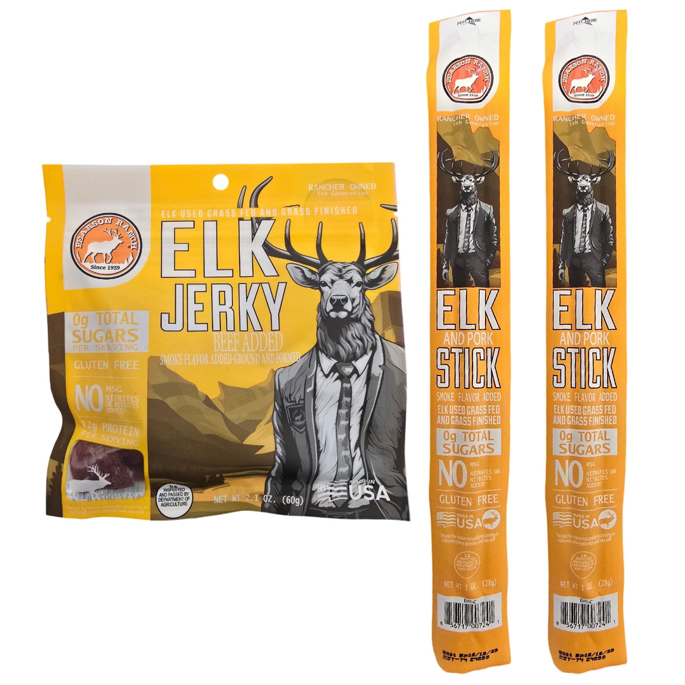 Pearson Ranch Jerky Sampler Elk Greenhorn Sampler