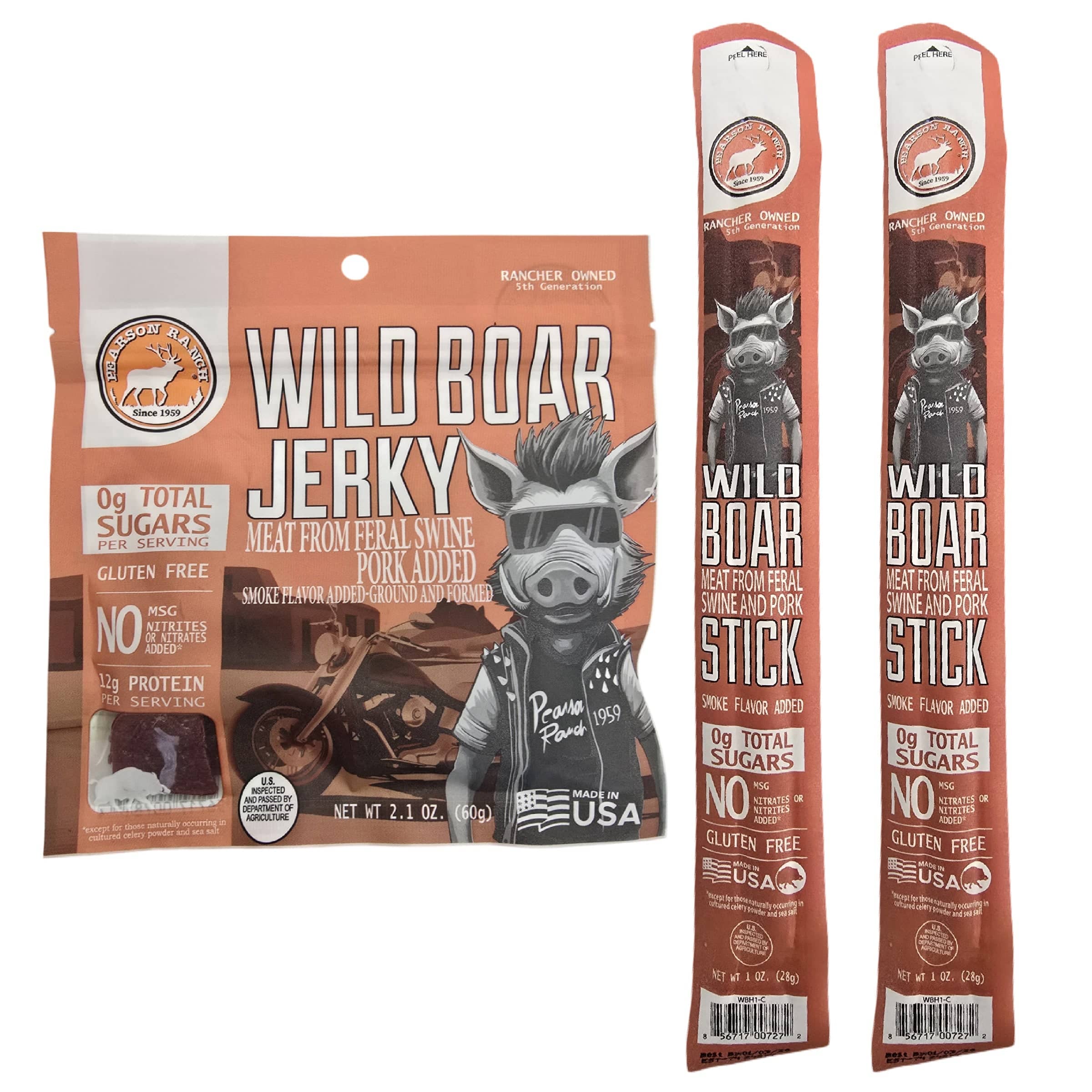 Pearson Ranch Jerky Sampler Wild Boar Greenhorn Sampler