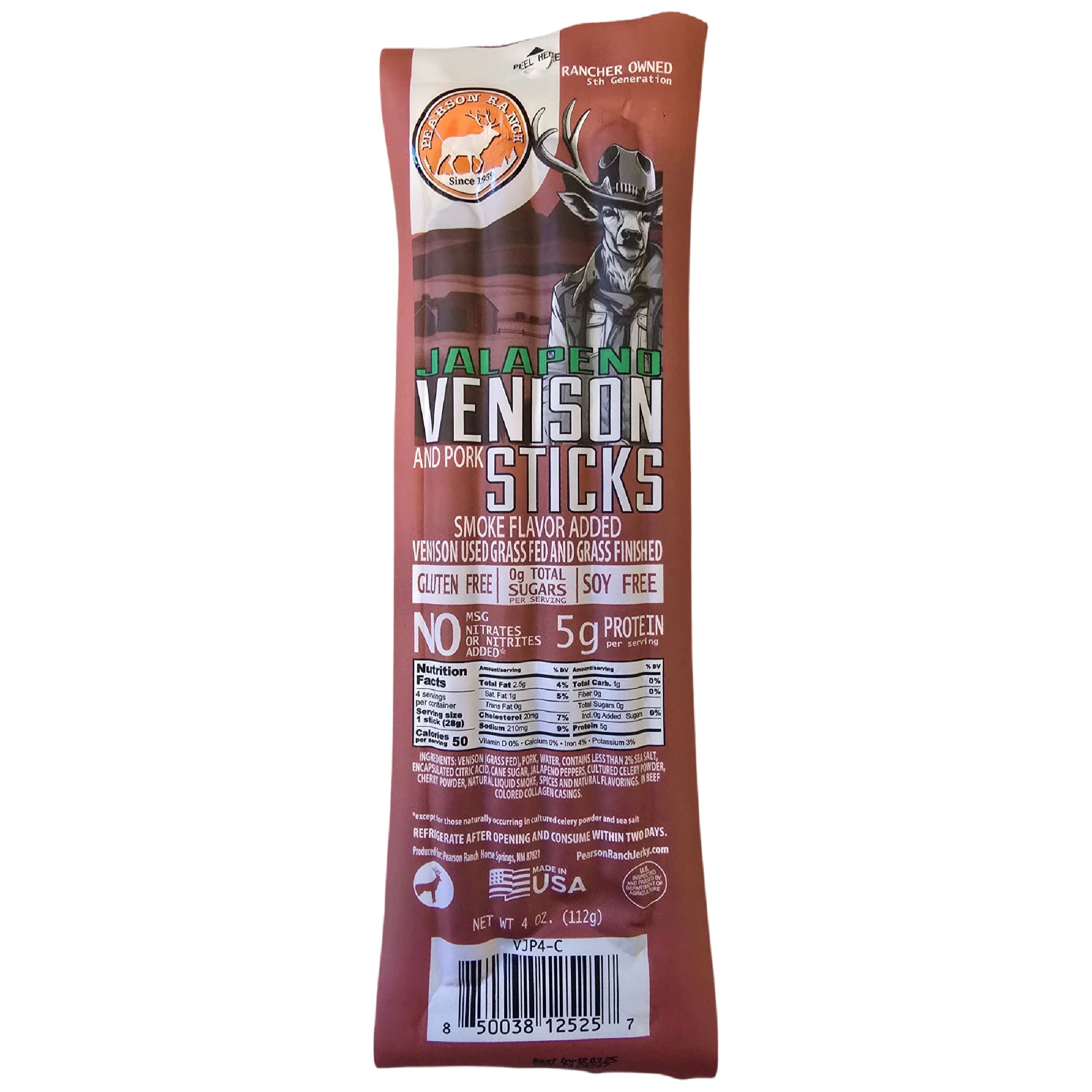 Pearson Ranch Jerky Snack Stick Venison Jalapeno Hickory Snack Stick Multi-pack