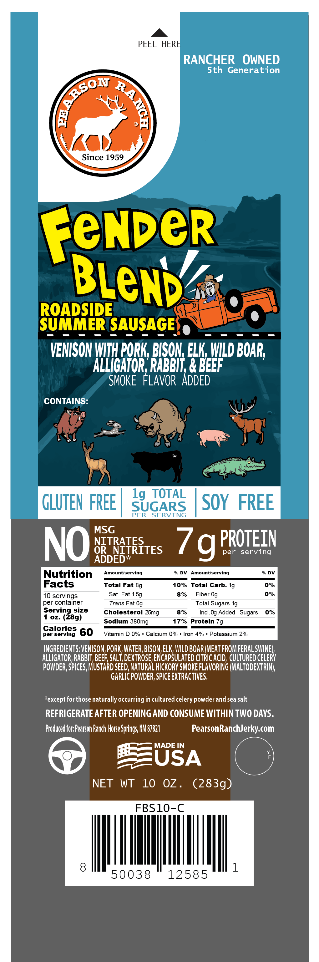 Pearson Ranch Jerky Summer Sausage Fender Blend Summer Sausage (10 oz.)