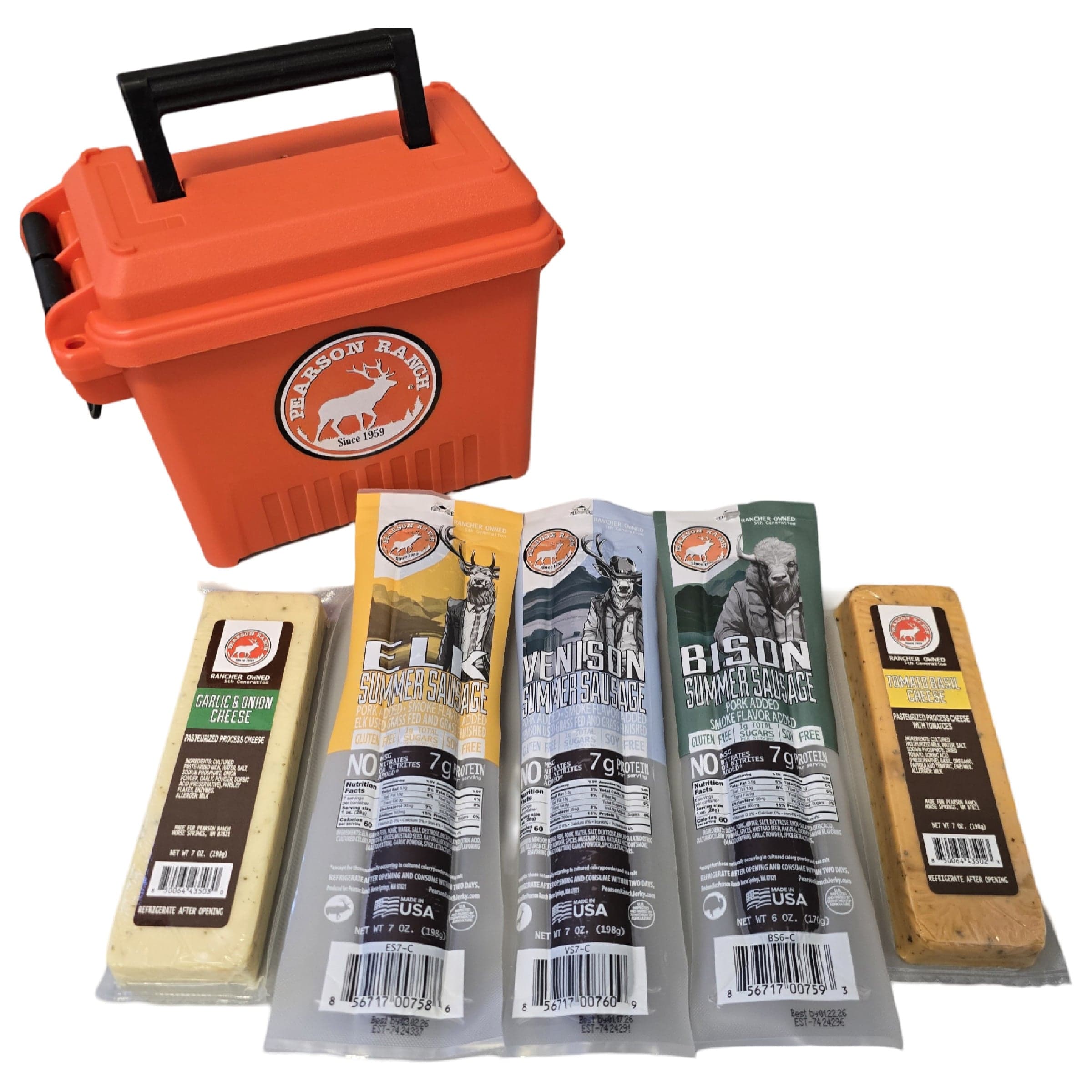 Pearson Ranch Jerky Variety Pack High Caliber Exotic Meats Ammo Can