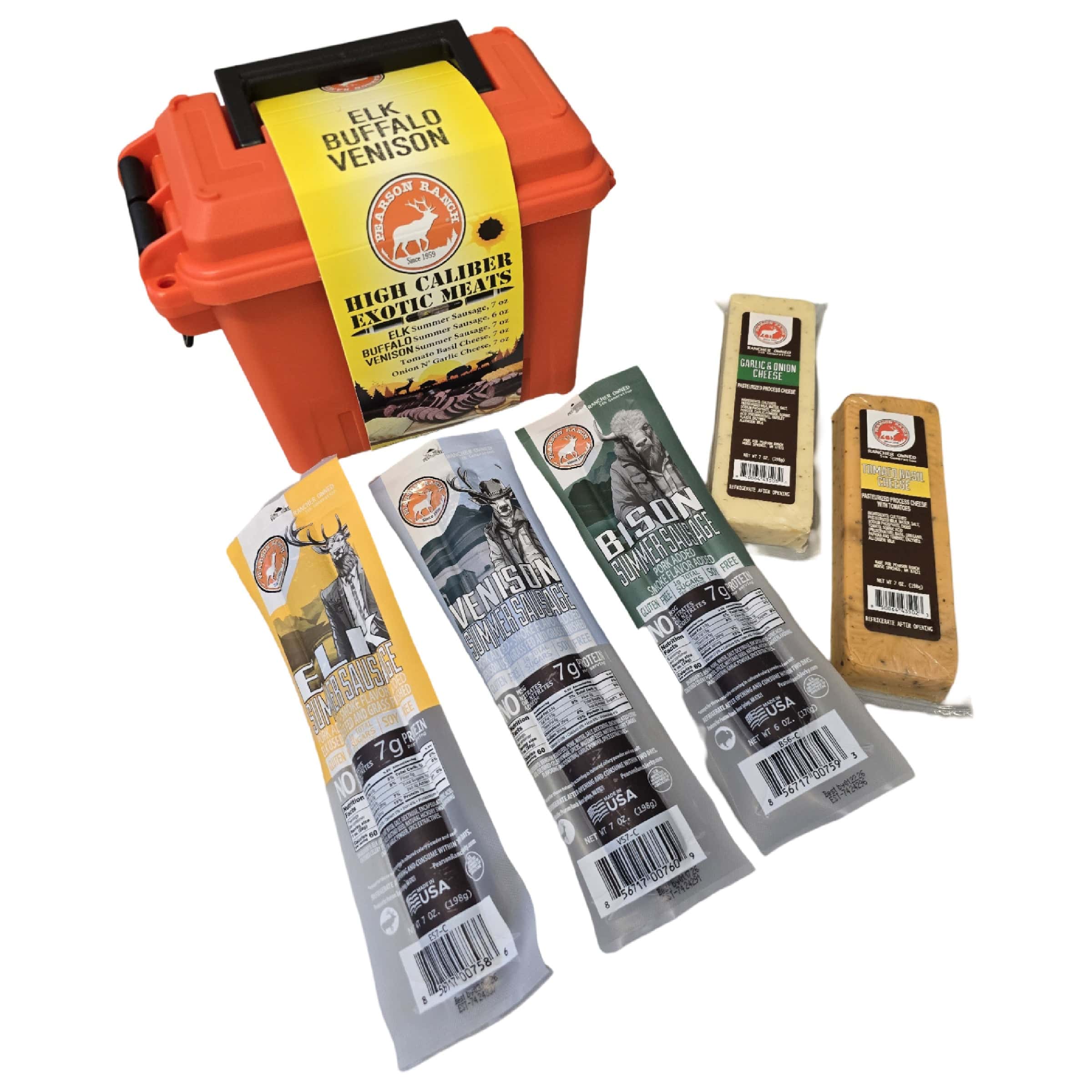 Pearson Ranch Jerky Variety Pack High Caliber Exotic Meats Ammo Can