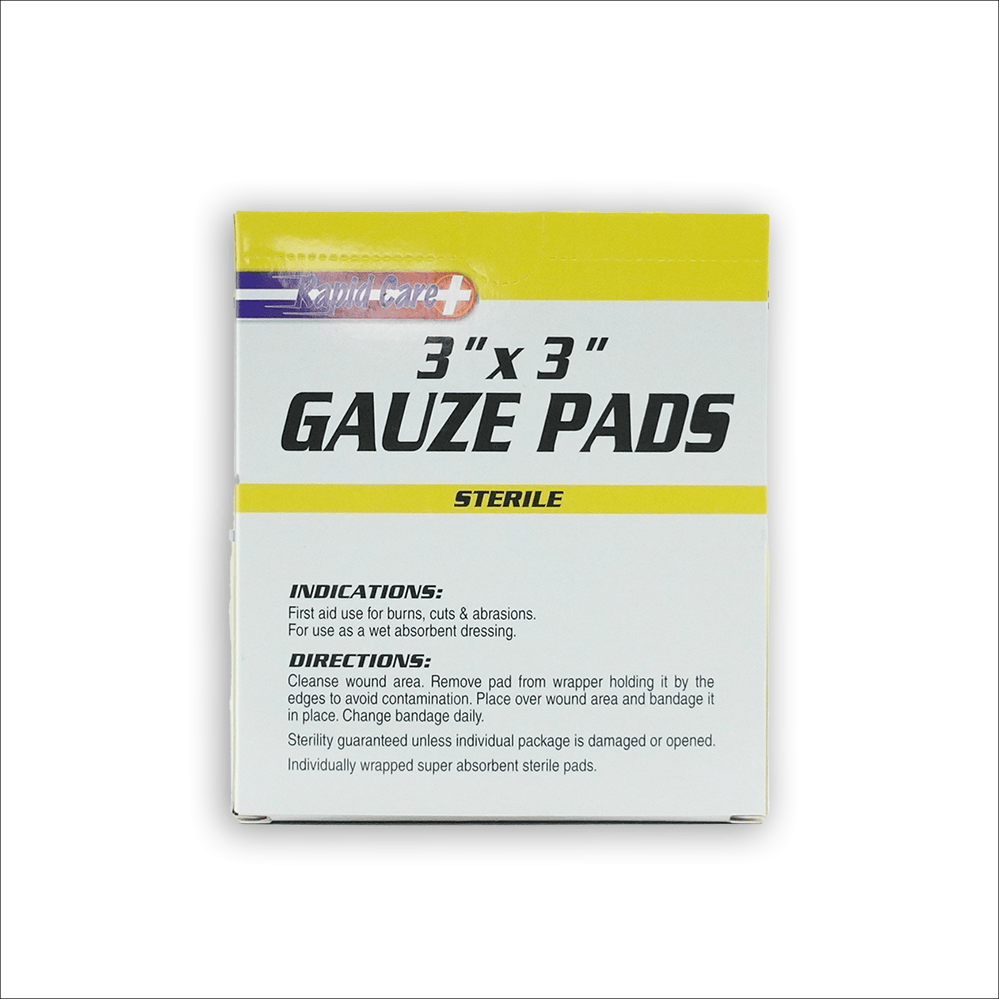 Rapid Care First Aid Bandage 3" X 3" Gauze Pads (10 PACK)
