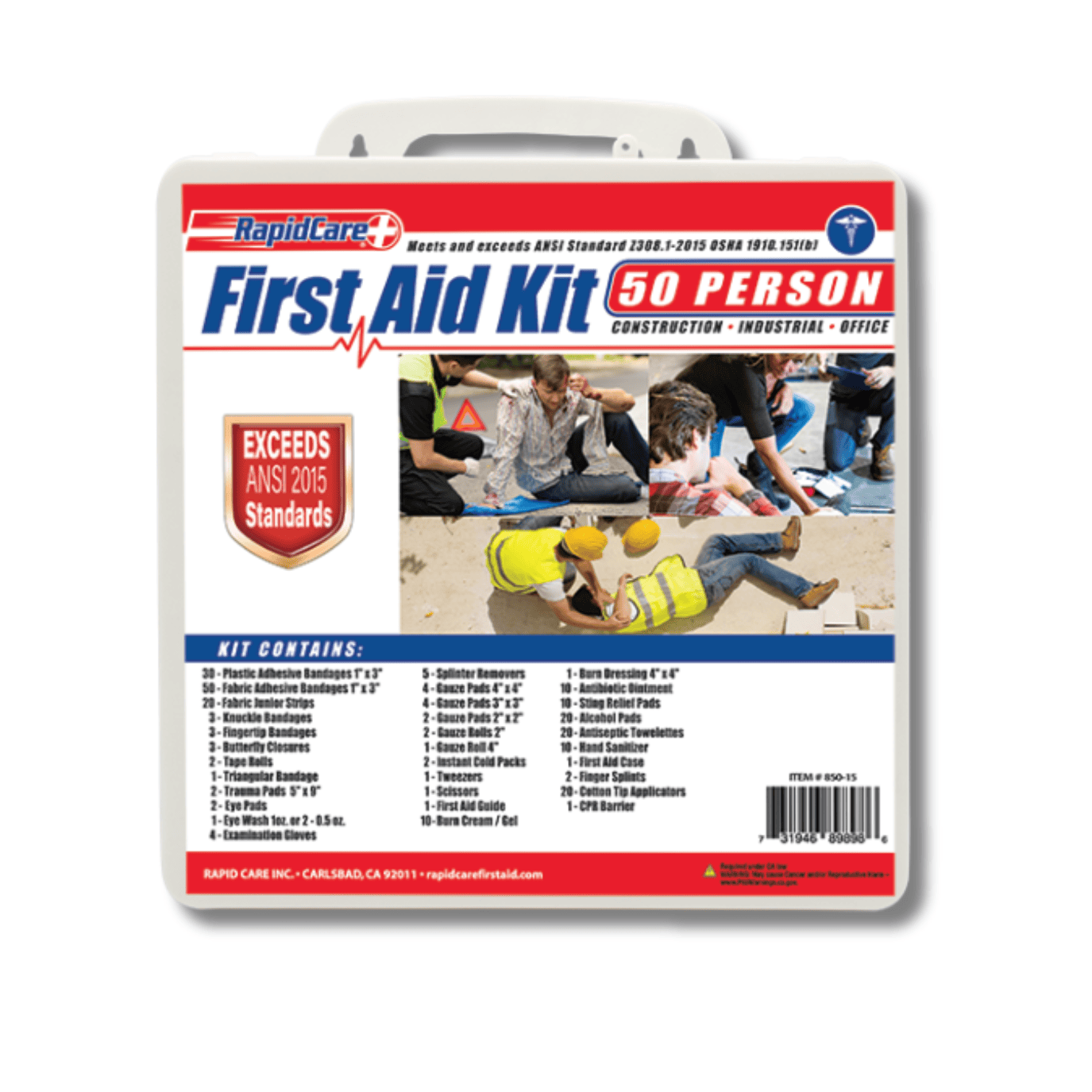 Rapid Care First Aid First Aid Kit Plastic 50 Person First Aid Kit - 2015 (247 Pc)