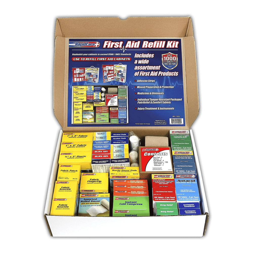 Rapid Care First Aid First Aid Kit XL First Aid Refill Kit | 1033 Pieces | 4-Shelf Refill Kit