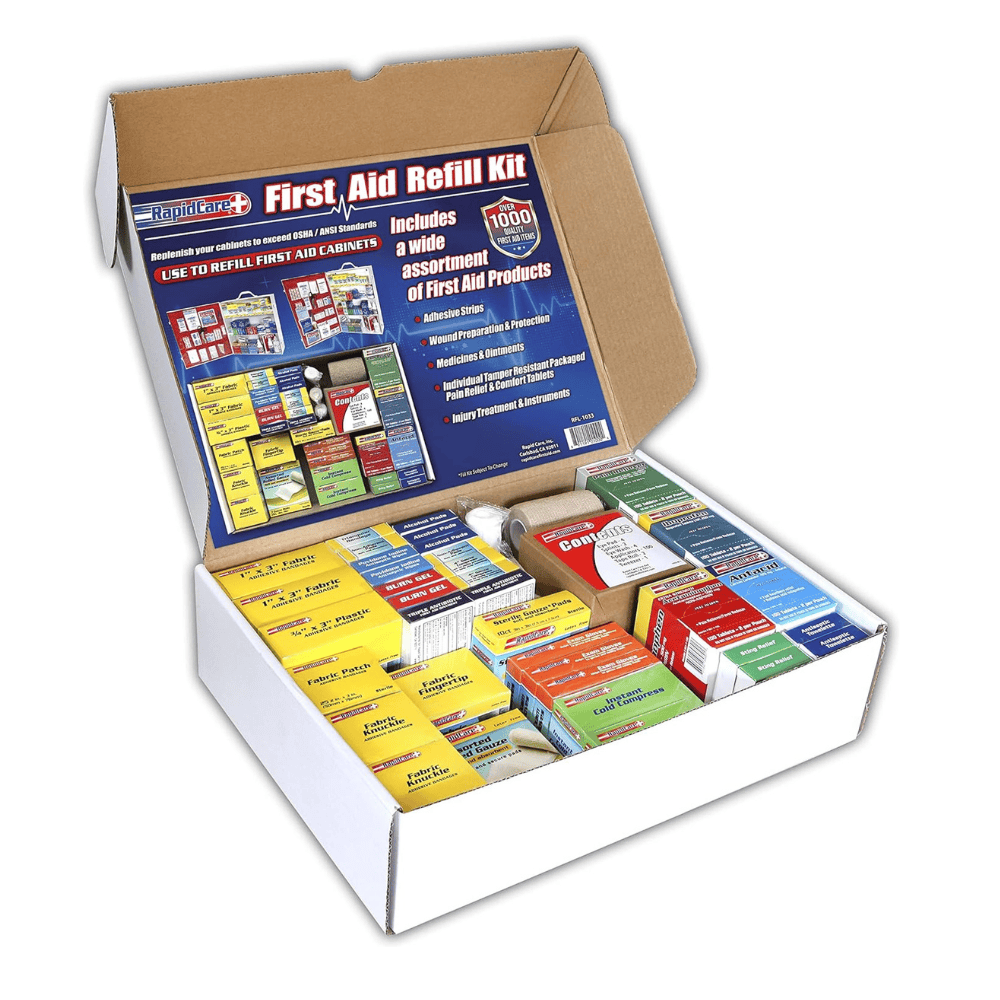 Rapid Care First Aid First Aid Kit XL First Aid Refill Kit | 1033 Pieces | 4-Shelf Refill Kit