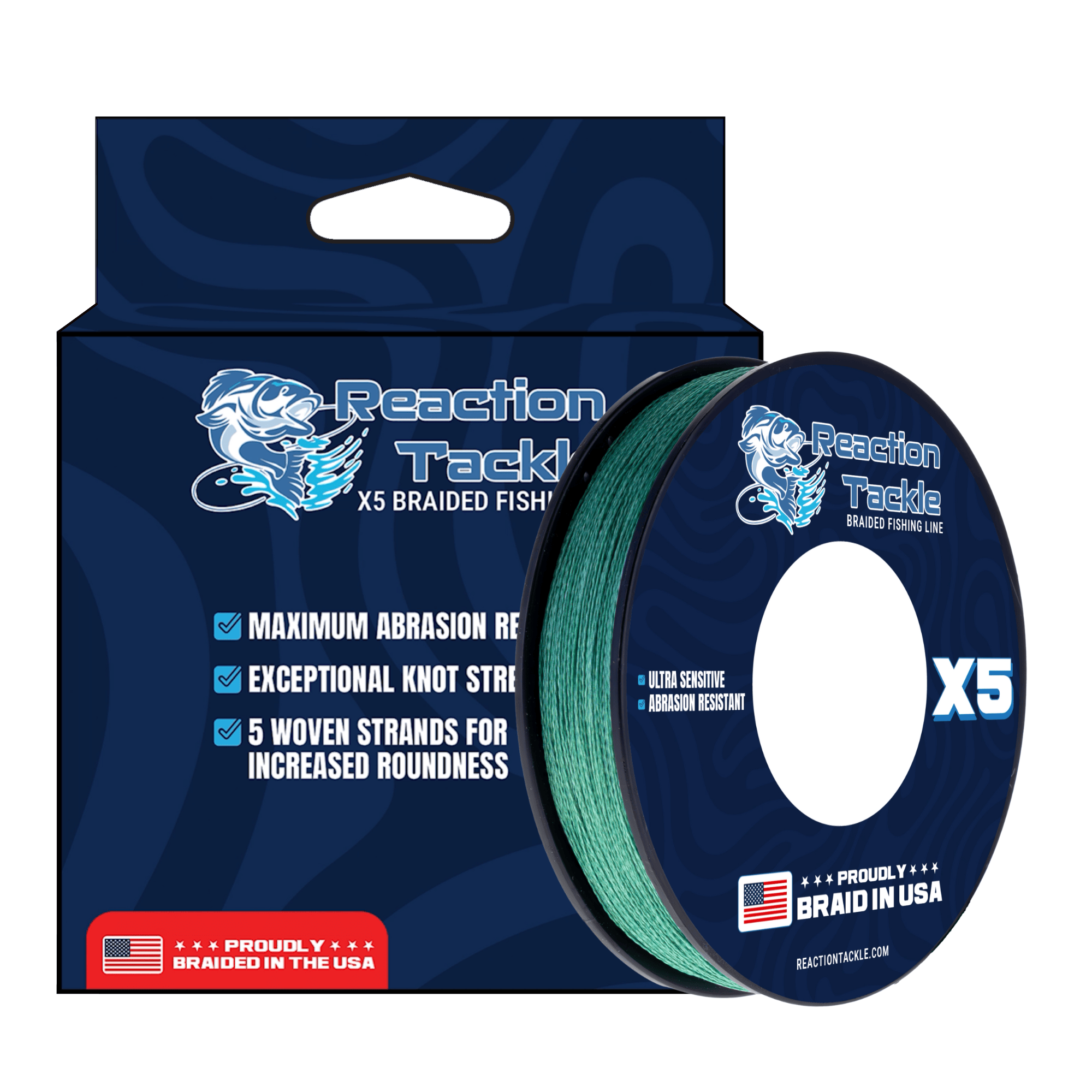 Reaction Tackle Braid Reaction Tackle BRAIDED IN THE USA Fishing Line- X5