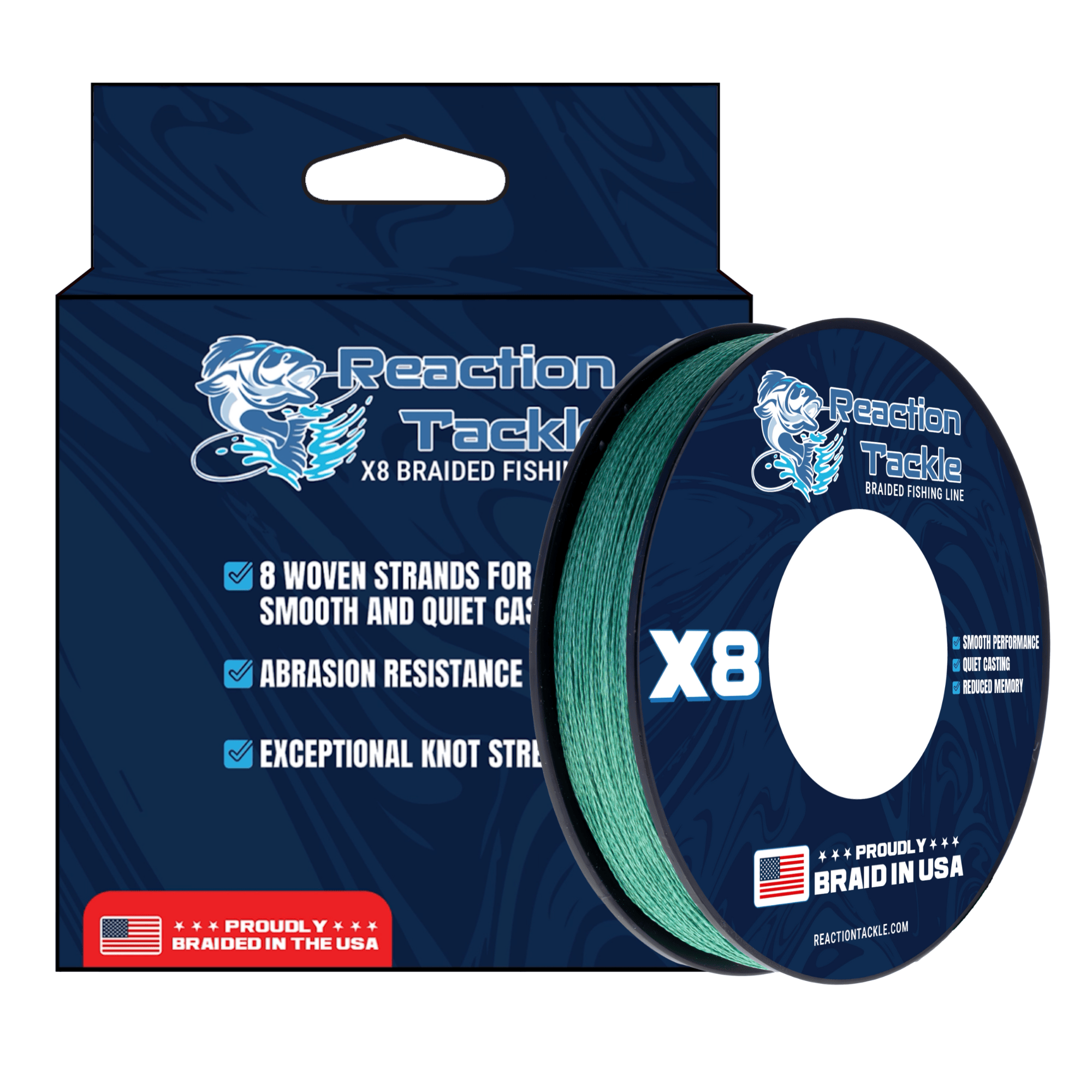 Reaction Tackle Braid Reaction Tackle BRAIDED IN THE USA Fishing Line- X8