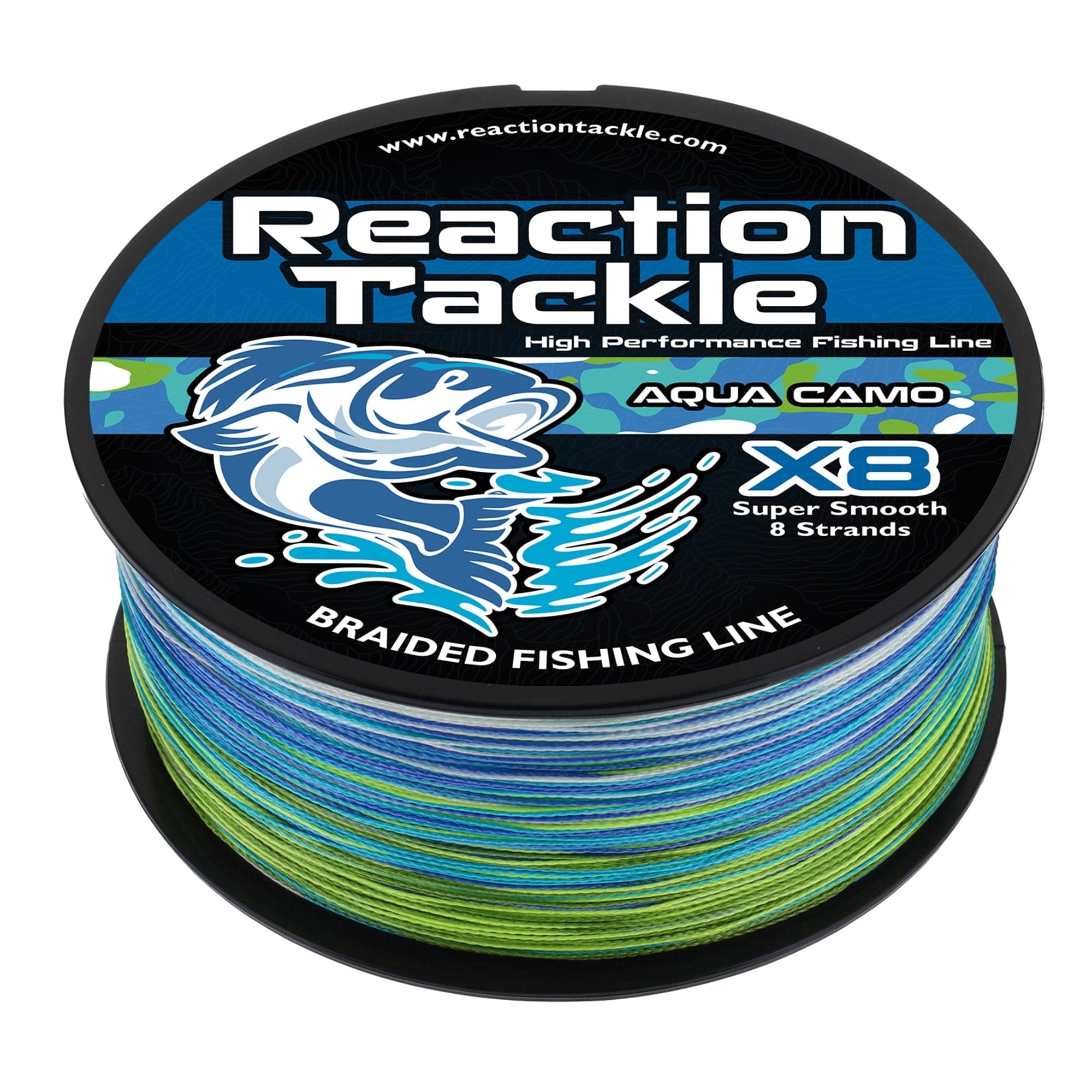 Reaction Tackle Braid Reaction Tackle X8 Braided Fishing Line- Aqua Camo 8 Strand