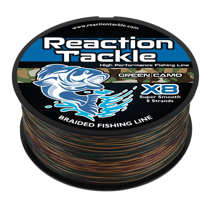 Reaction Tackle Braid Reaction Tackle X8 Braided Fishing Line - Green Camo 8 Strand