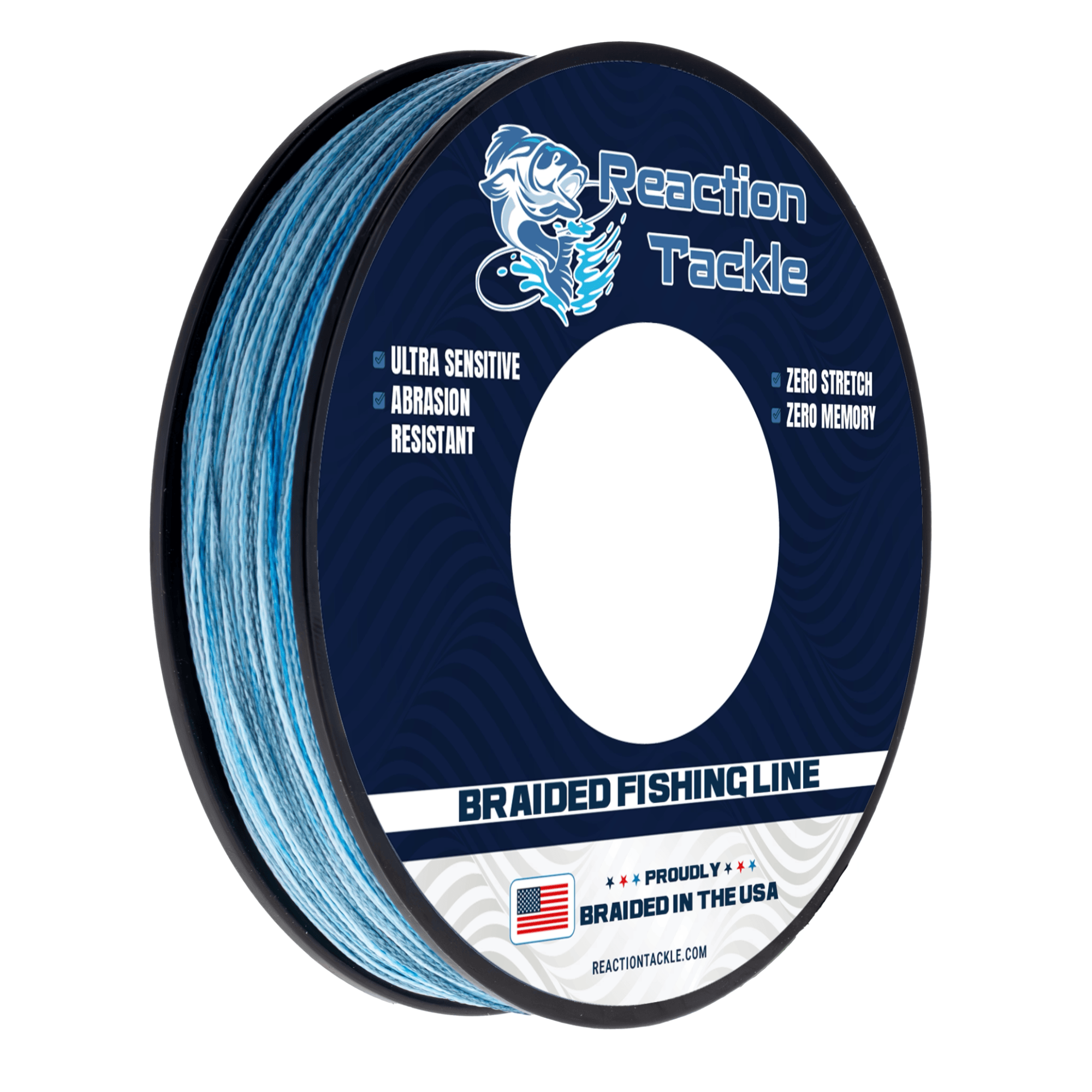 Reaction Tackle Braid X4 BLUE CAMO / 10LB / 150 yards Reaction Tackle BRAIDED IN THE USA Fishing Line - X4