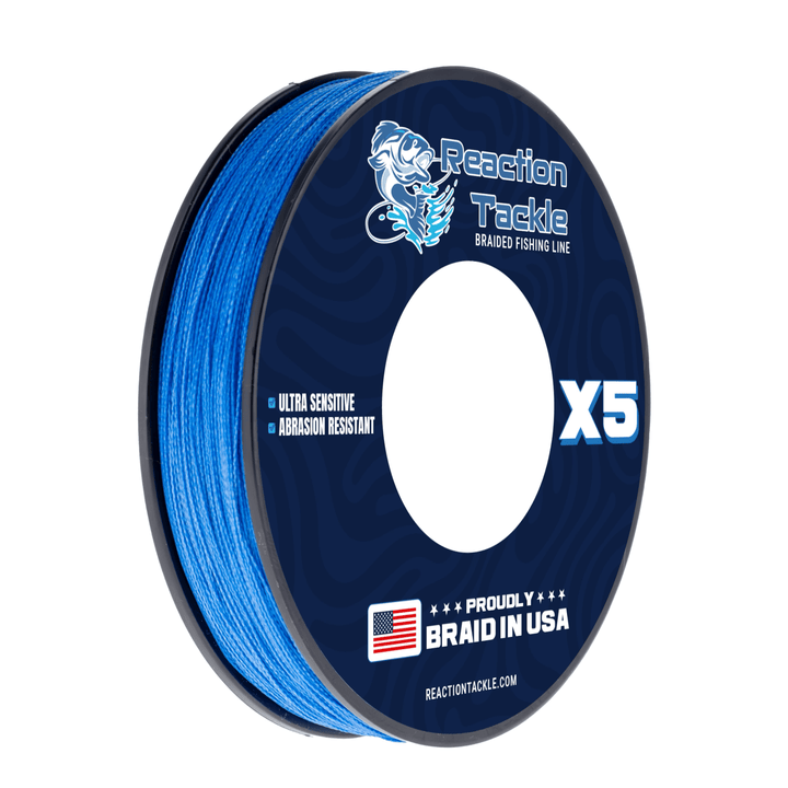 Reaction Tackle Braid X5 BLUE / 10LB / 150 yards Reaction Tackle BRAIDED IN THE USA Fishing Line- 5X- NEW