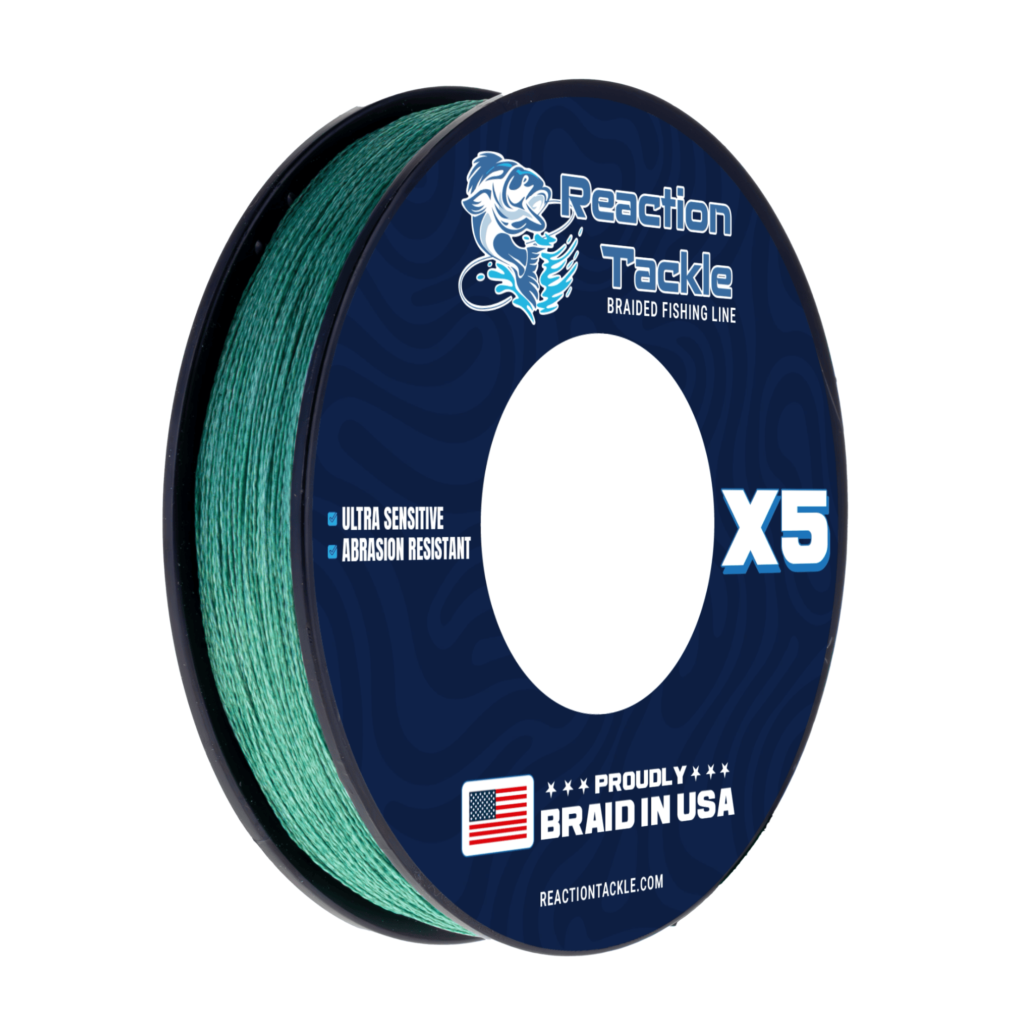 Reaction Tackle Braid X5 GREEN / 10LB / 150 yards Reaction Tackle BRAIDED IN THE USA Fishing Line- X5