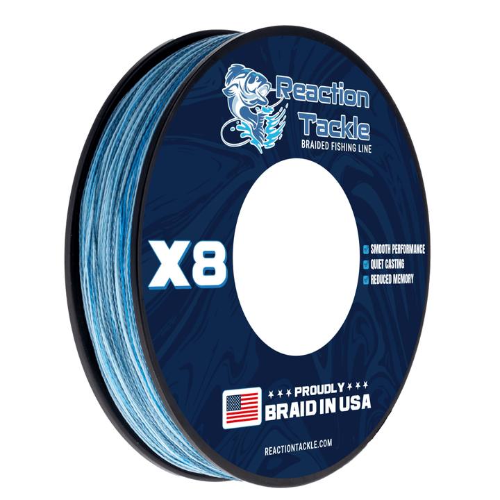 8x braided fishing line Reaction Tackle BRAIDED IN THE USA Fishing Line- X8