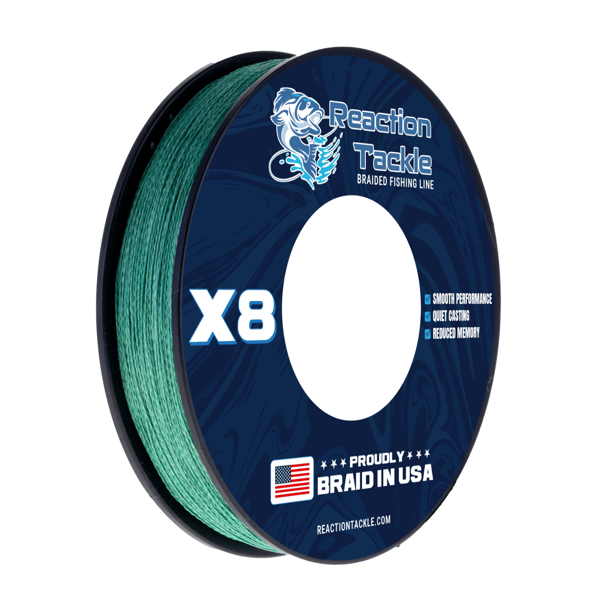Reaction Tackle Braid X8 GREEN / 10LB / 150 yards Reaction Tackle BRAIDED IN THE USA Fishing Line- X8